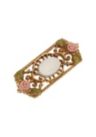 Gold Tone Faux Pearl Pink Flower Rectangle Brooch