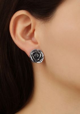 Silver Tone Flower Stud Earrings