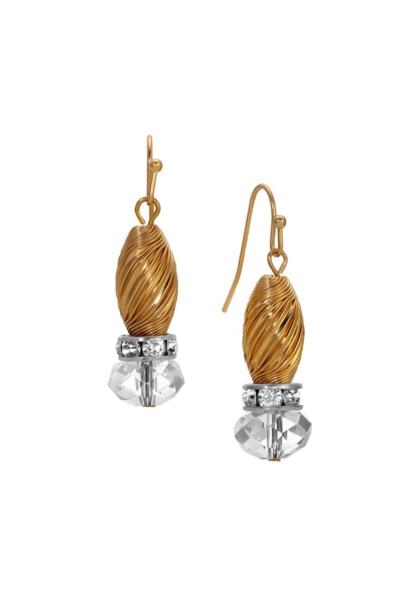Gold-tone Crystal Glass Bead Earrings
