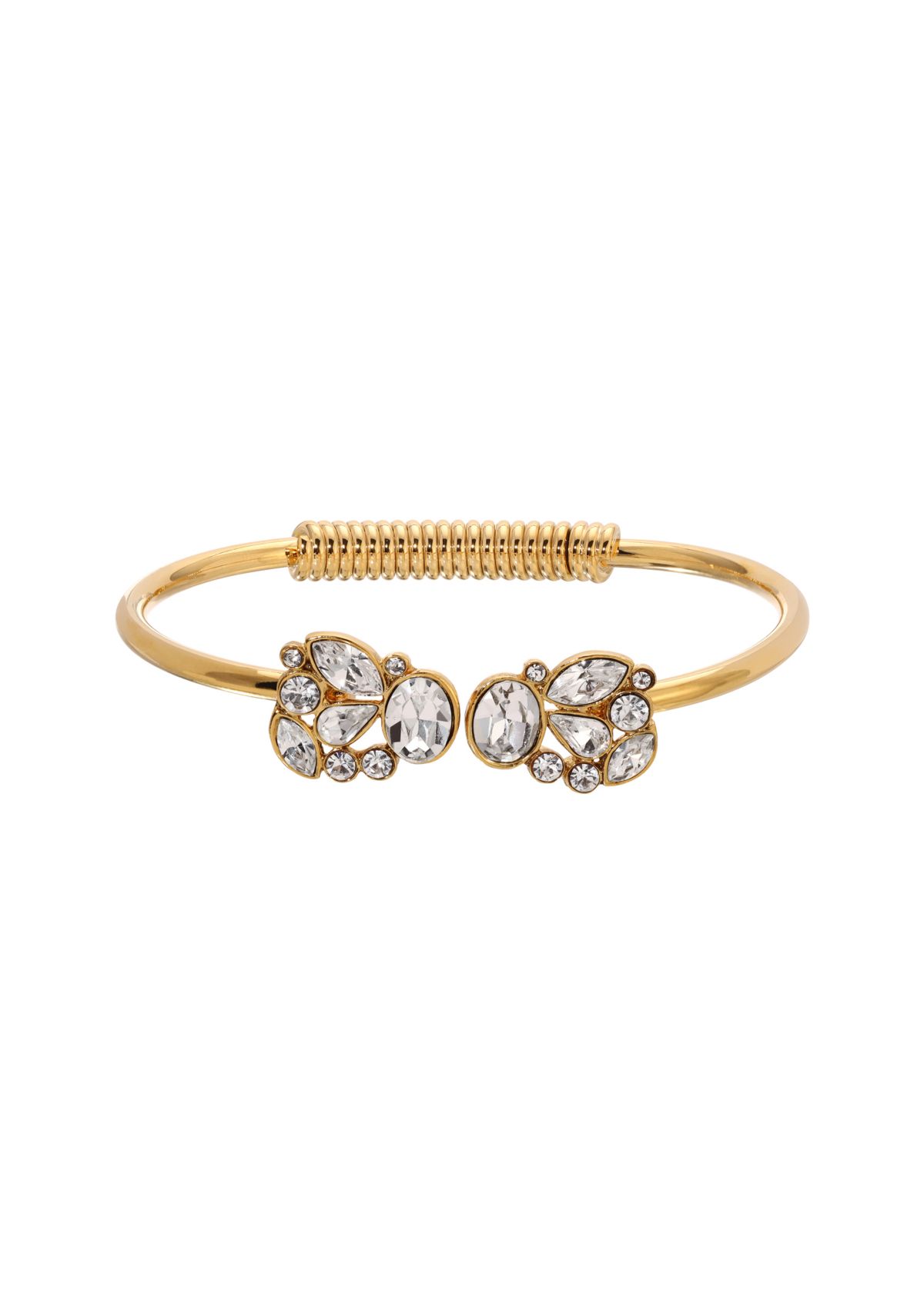 Gold-tone Crystal Glass Spring Bracelet