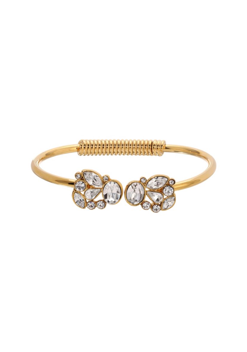 Gold-tone Crystal Glass Spring Bracelet