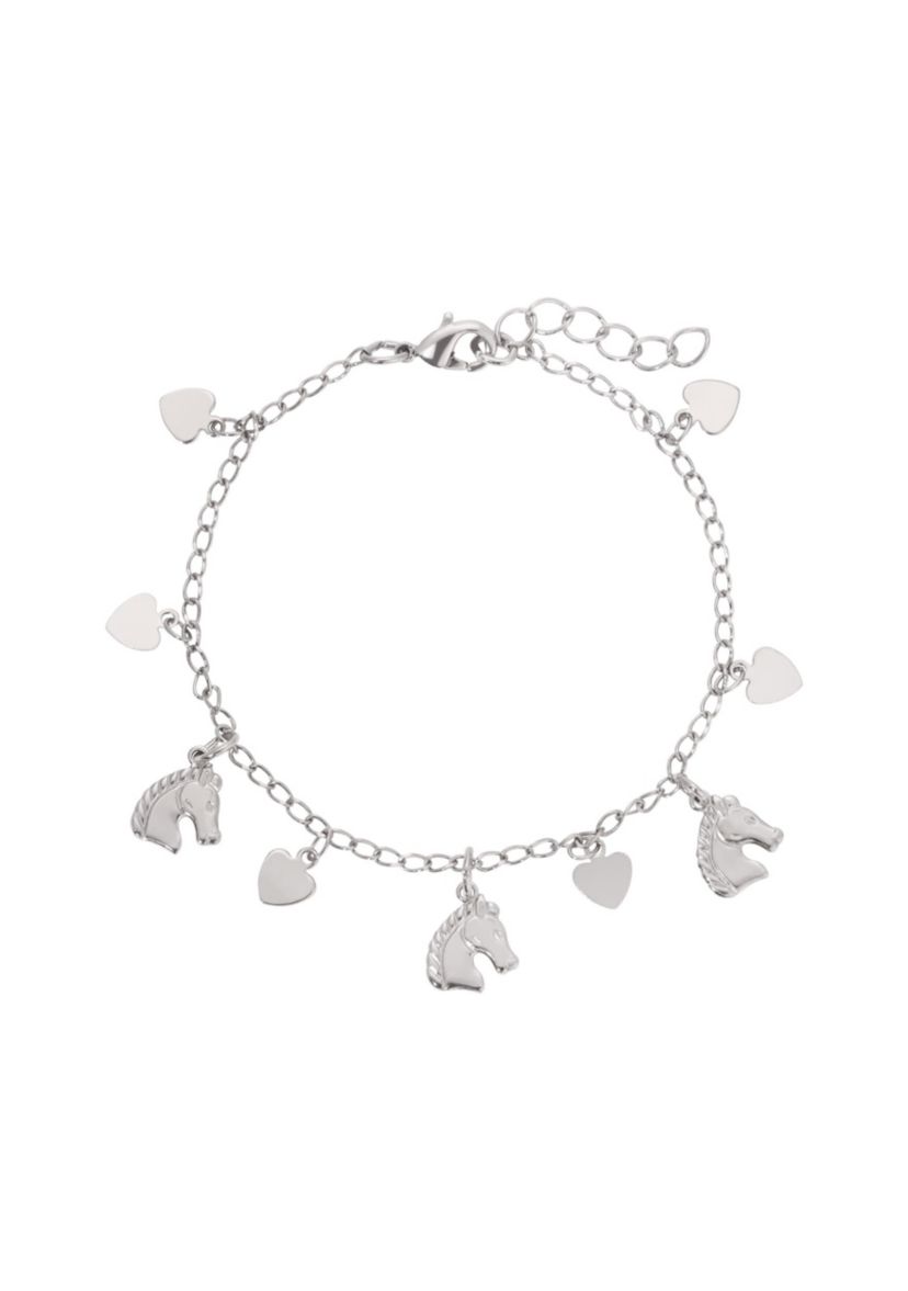 Silver Tone Horse & Heart Bracelet