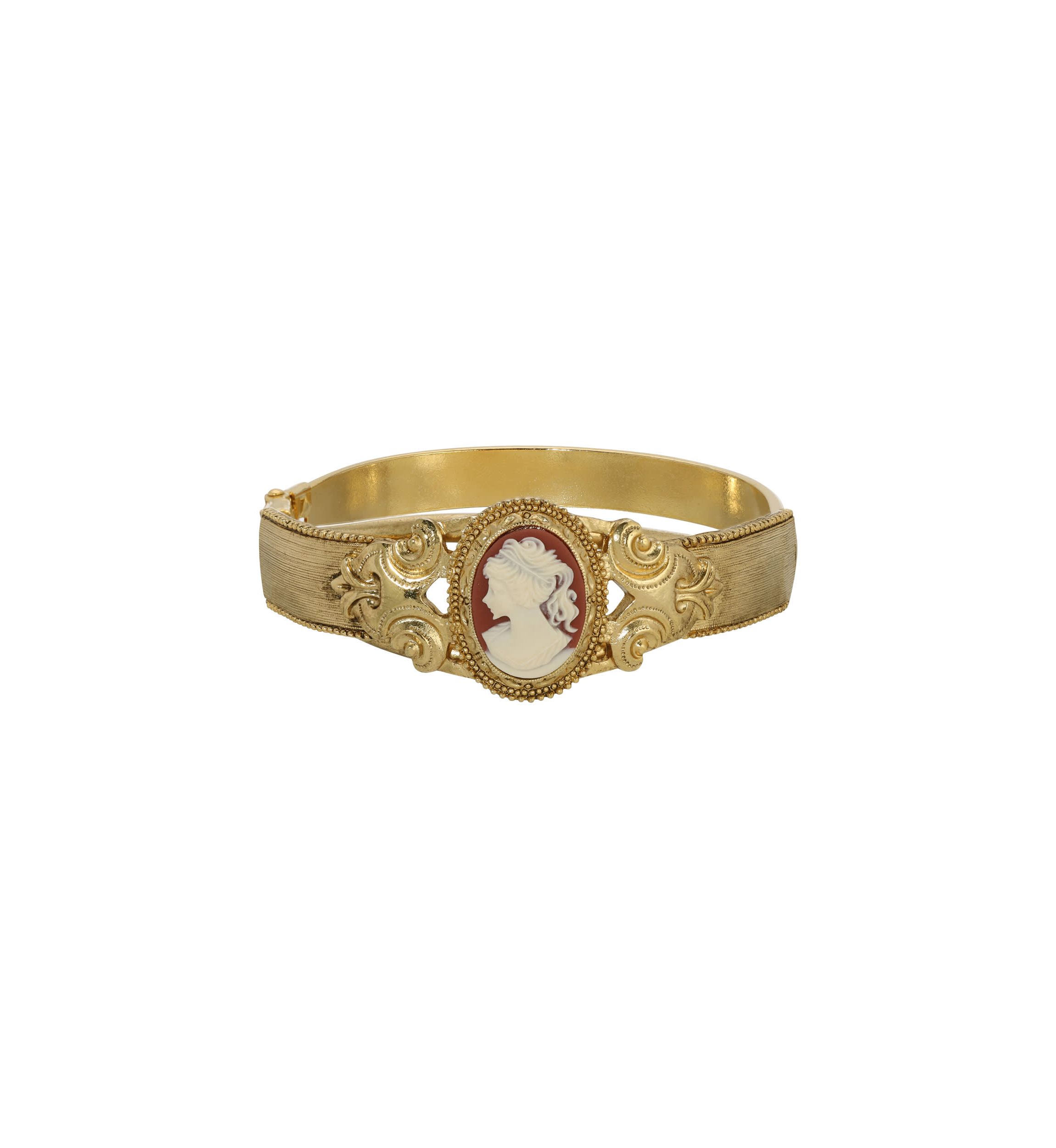 14K Gold Dipped Carnelian Cameo Bracelet
