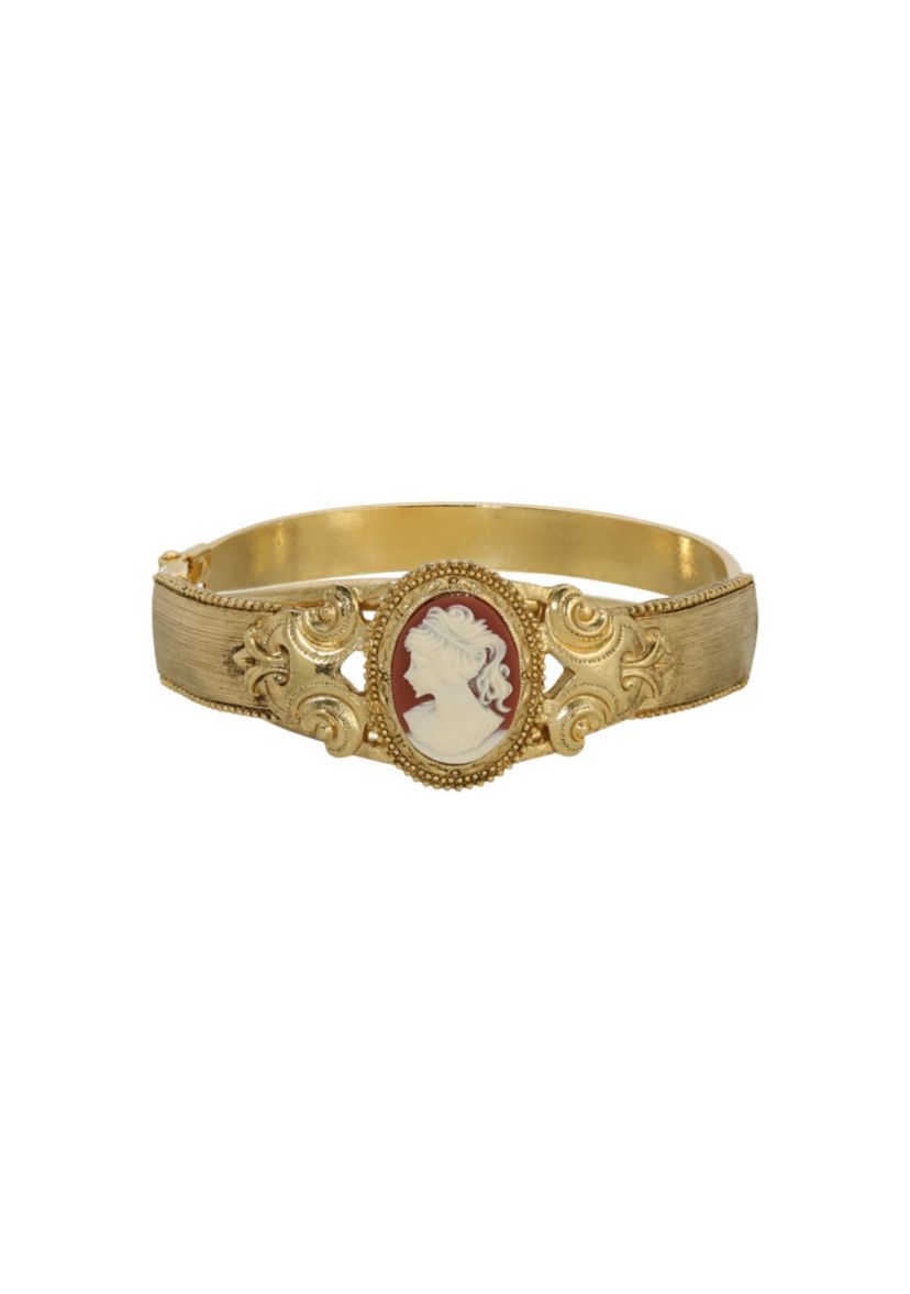 14K Gold Dipped Carnelian Cameo Bracelet