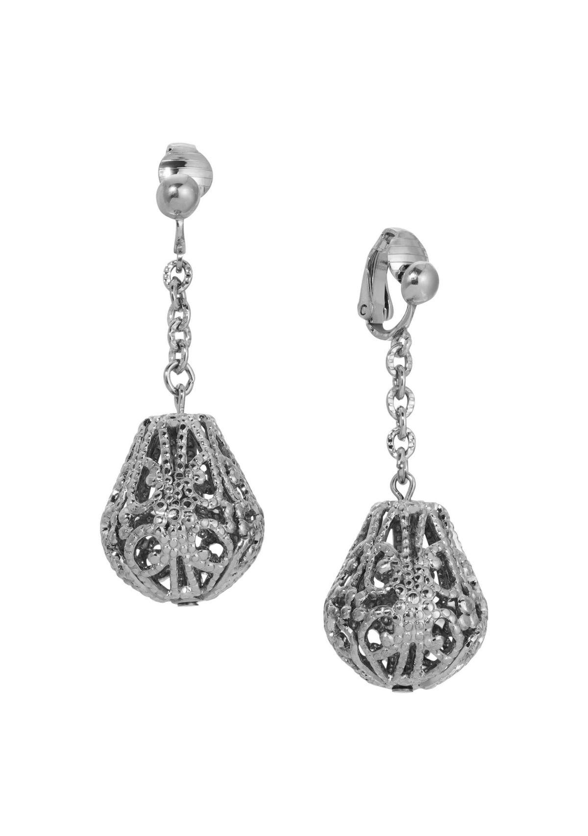Filigree Drop Clip Earrings