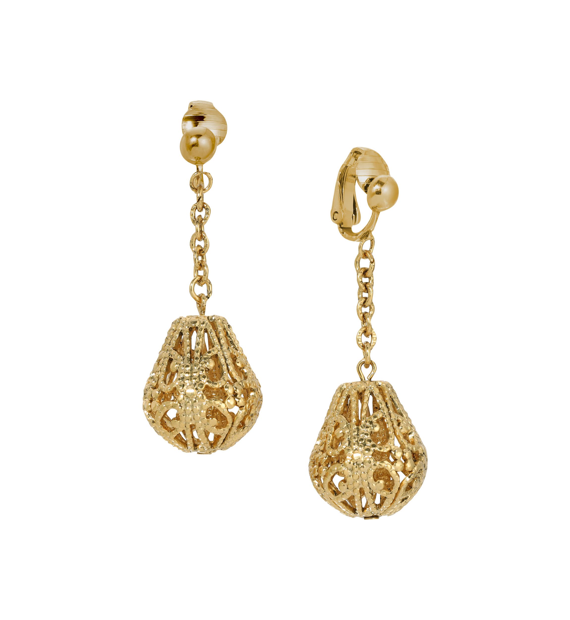 Filigree Drop Clip Earrings