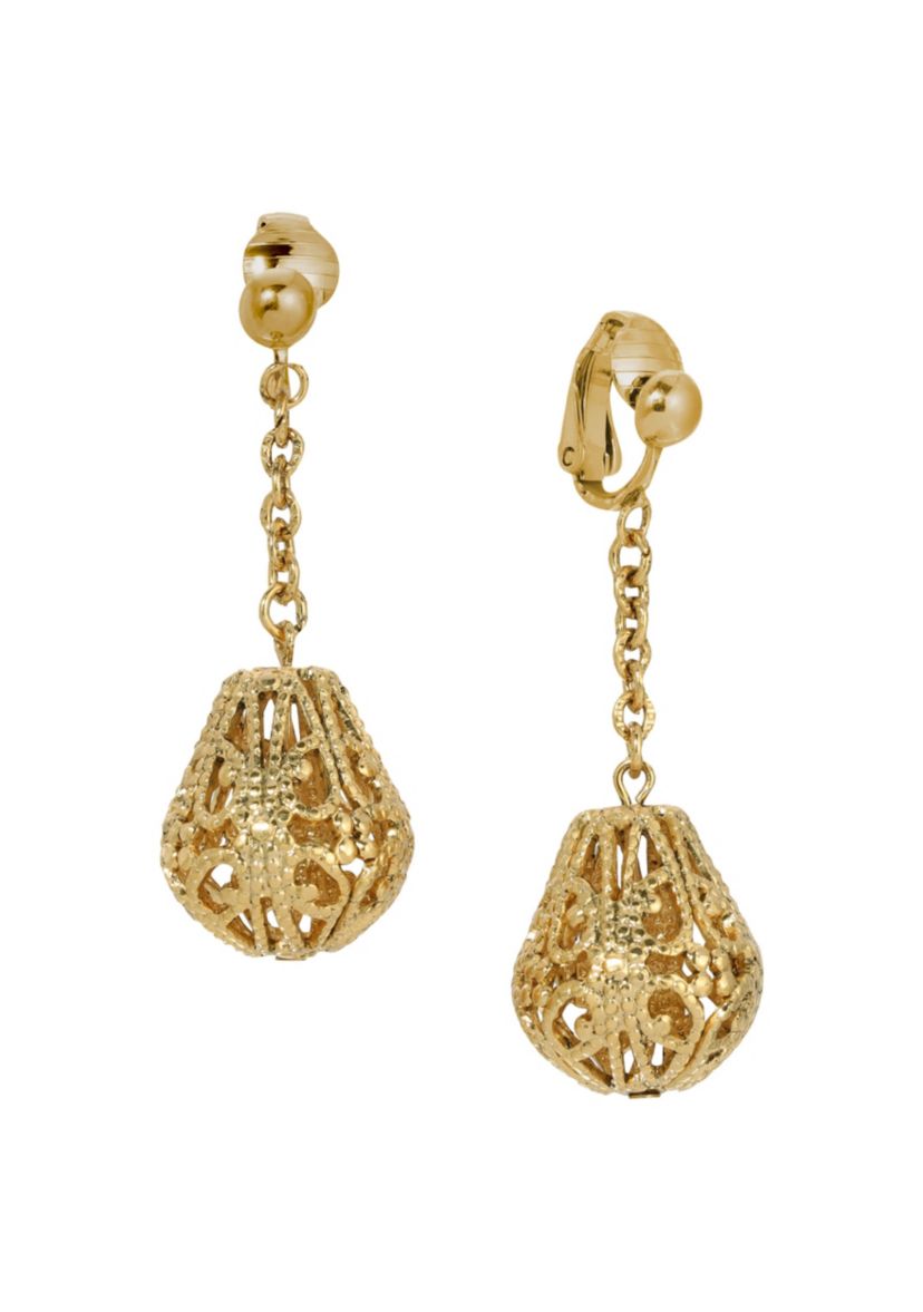 Filigree Drop Clip Earrings
