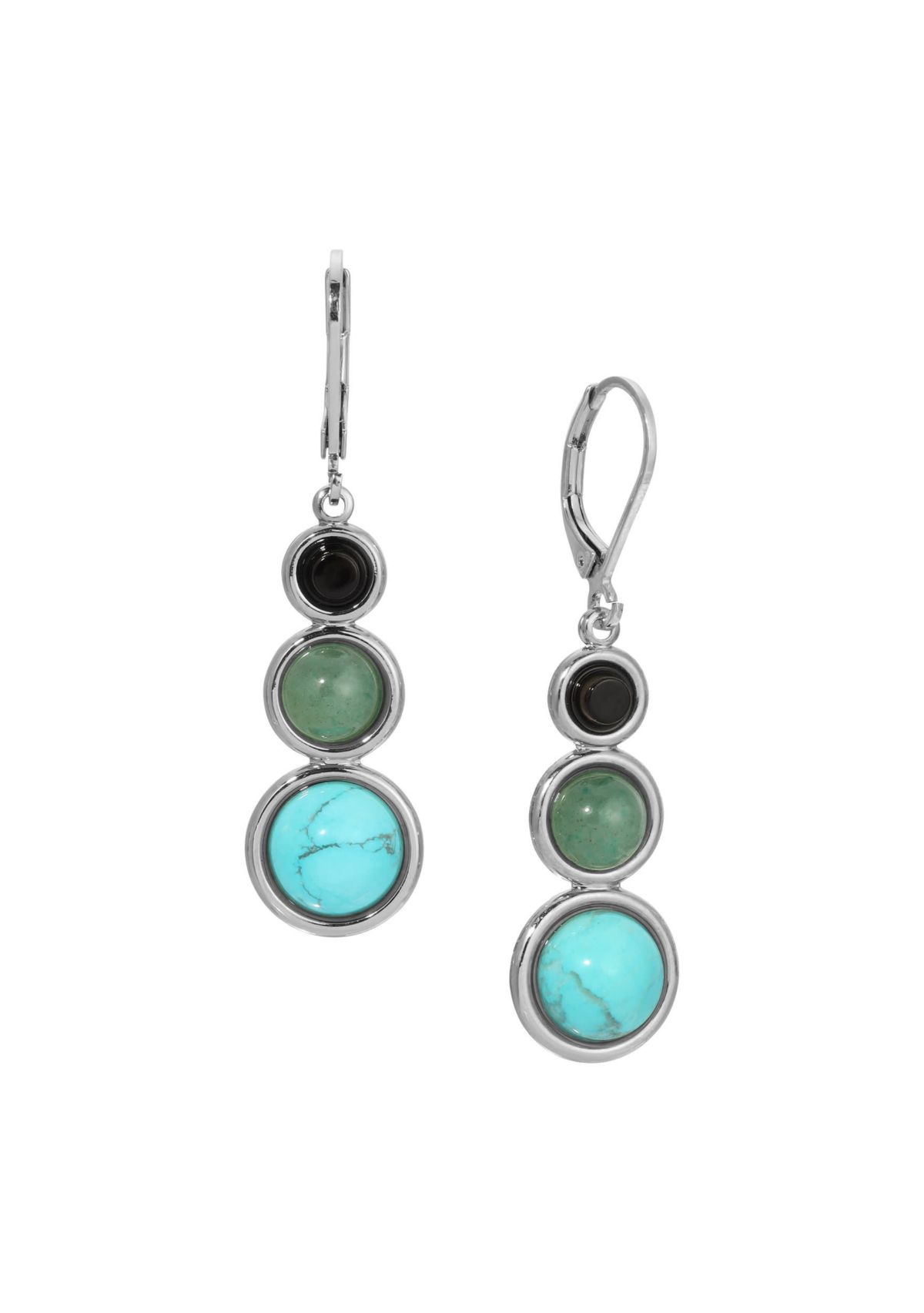 Multi Color Semi Precious Linear Earring