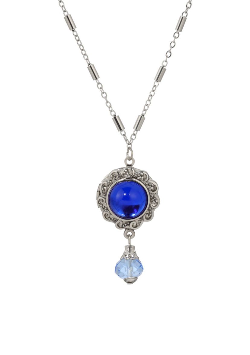 Glass Stone & Bead Pendant Necklace 20"