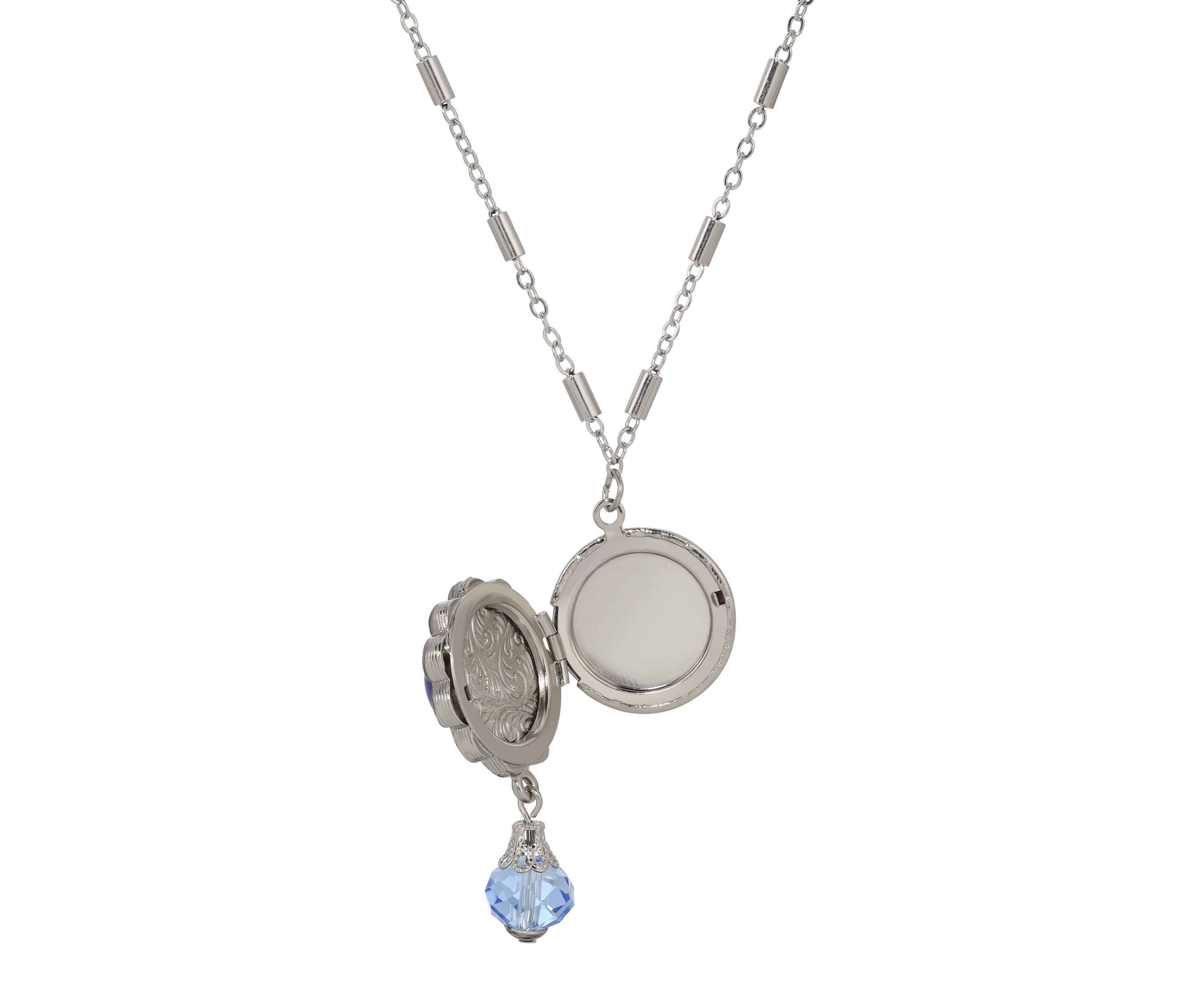 Glass Stone & Bead Pendant Necklace 20"