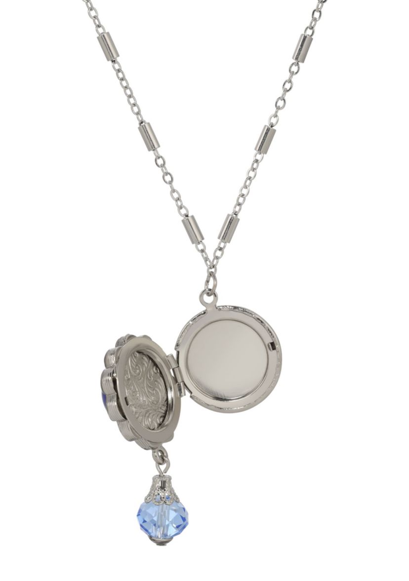 Glass Stone & Bead Pendant Necklace 20"