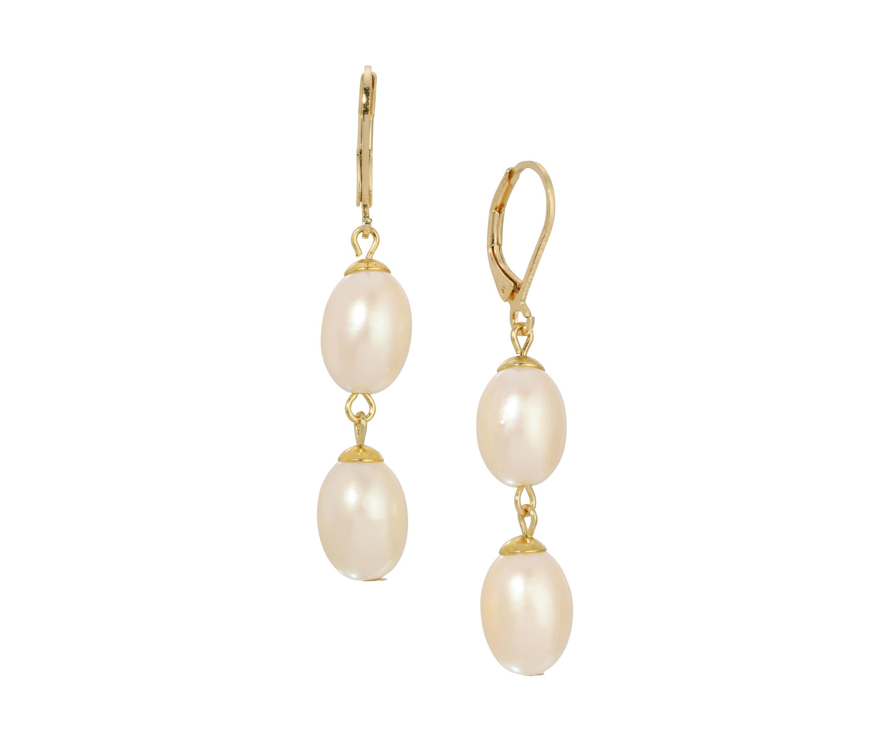 Double Faux Pearl Drop Earrings