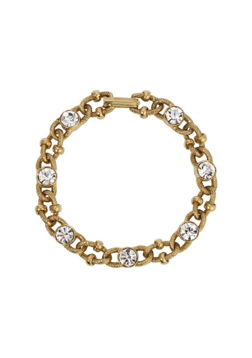 14K Gold Dipped Glass Stone Bracelet