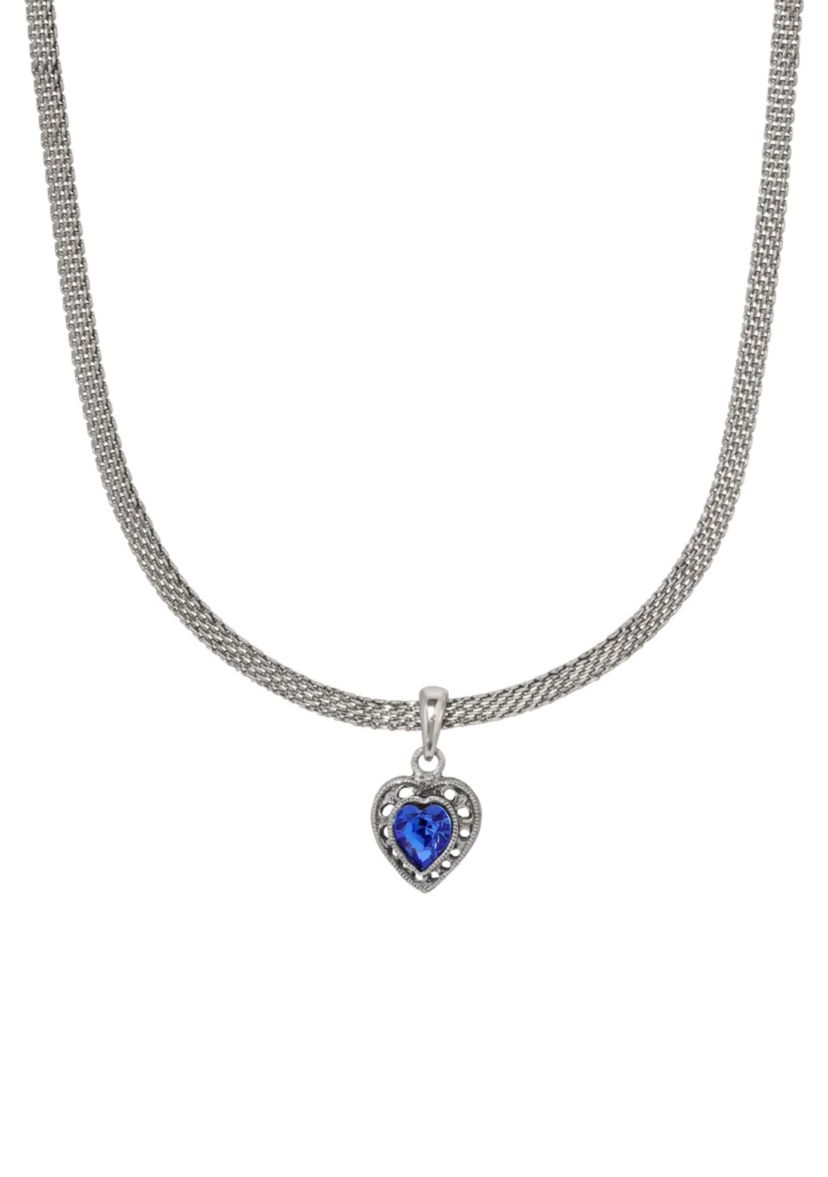 Crystal Heart Mesh Chn Necklace 15" Adj.