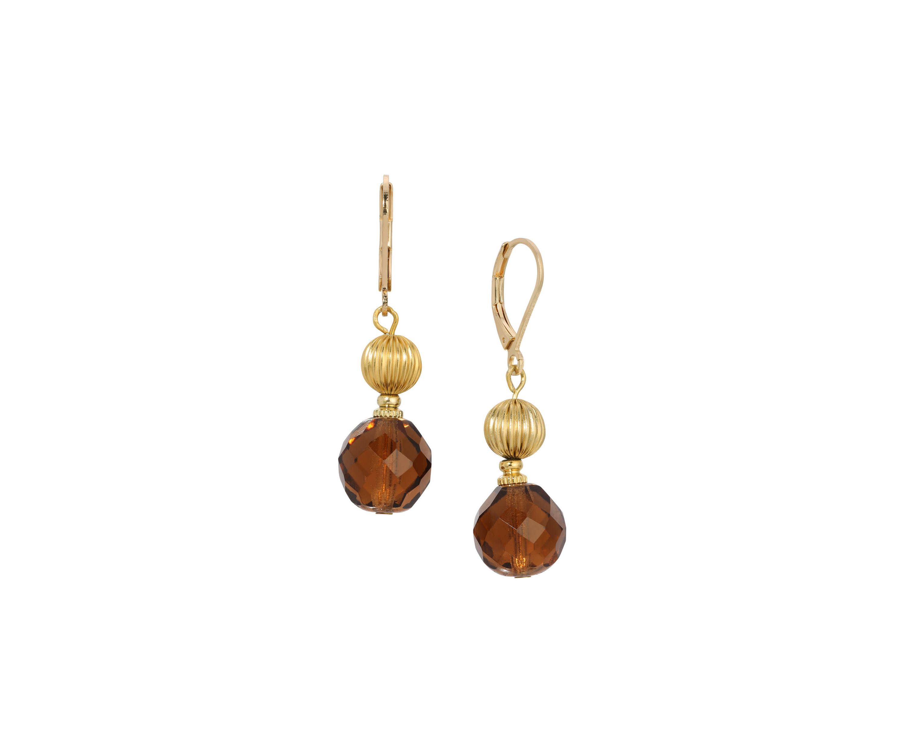 14K Gold Dipped Topaz Glass Bead Earring