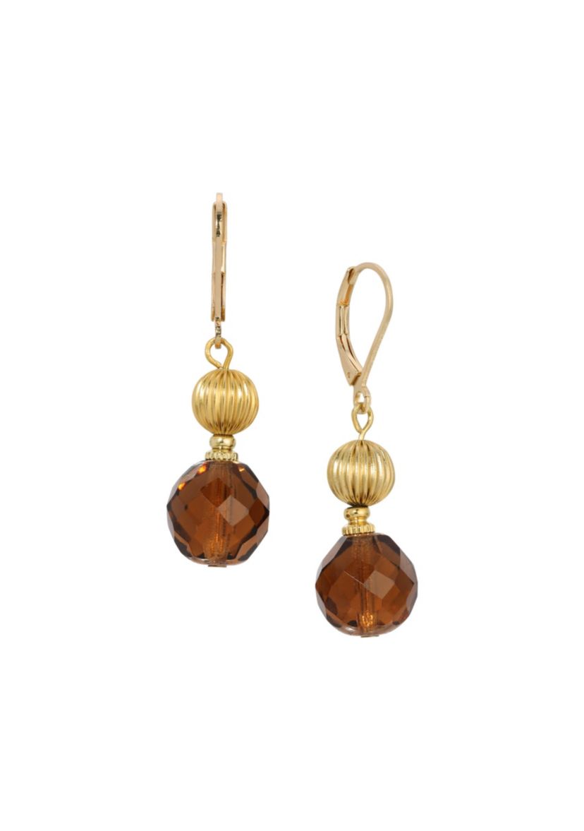 14K Gold Dipped Topaz Glass Bead Earring