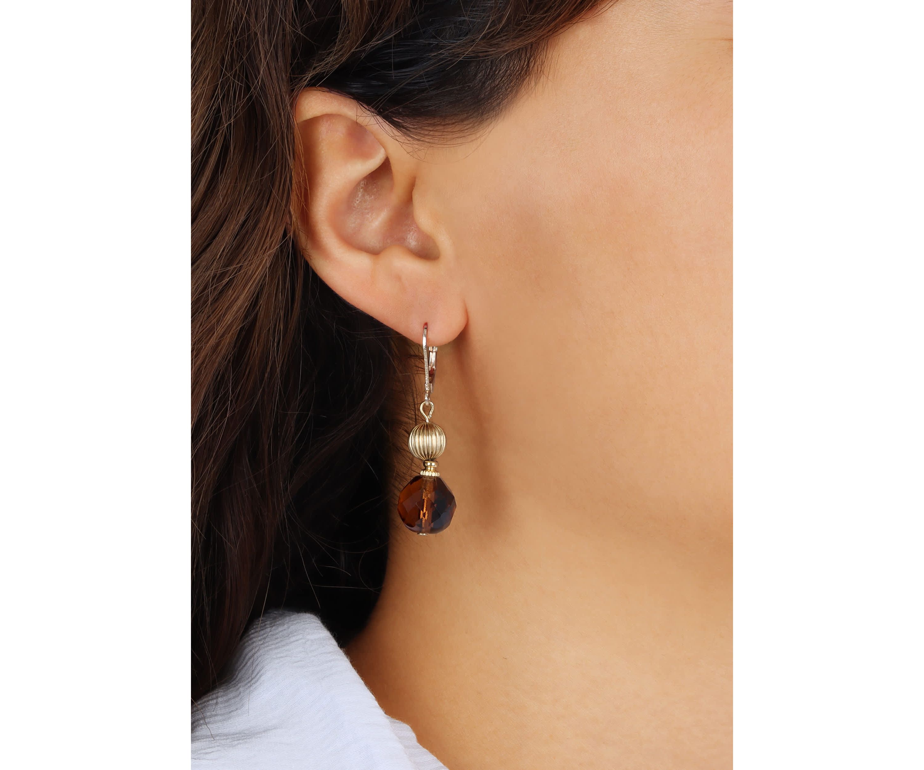 14K Gold Dipped Topaz Glass Bead Earring