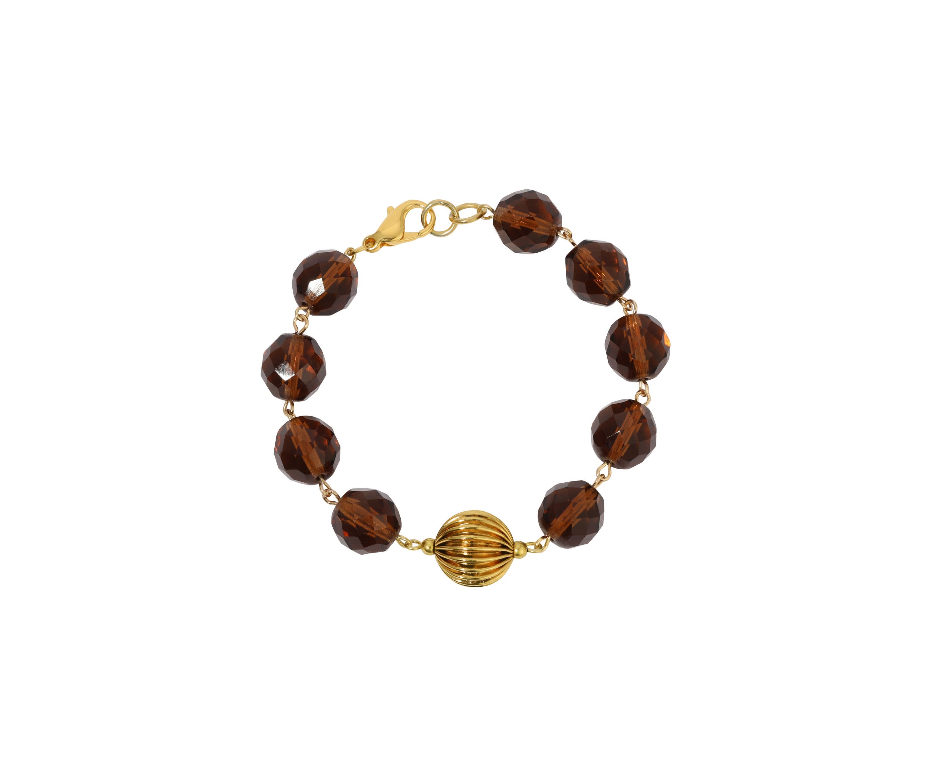 Topaz Glass Brass Beads Bracelet