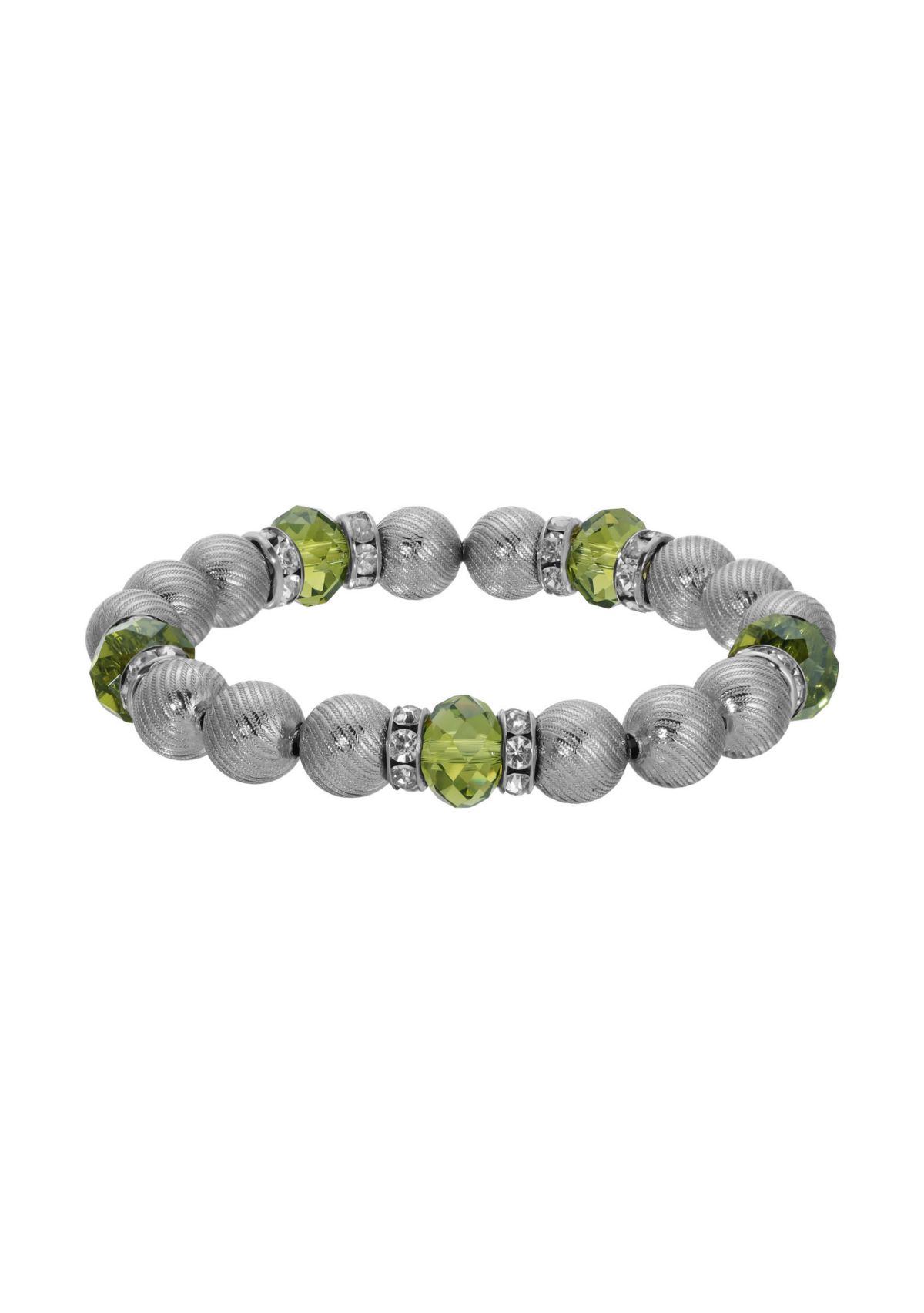 Metal Bead Crystal Stretch Bracelet