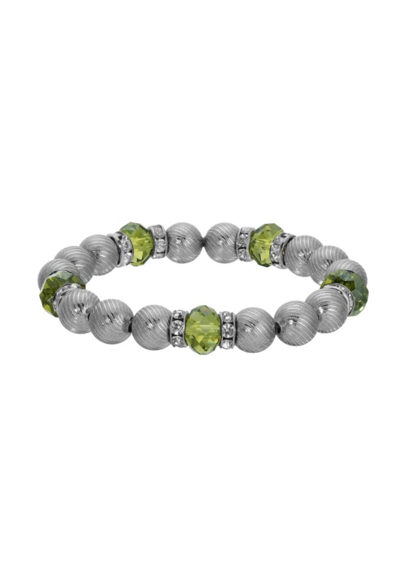 Metal Bead Crystal Stretch Bracelet