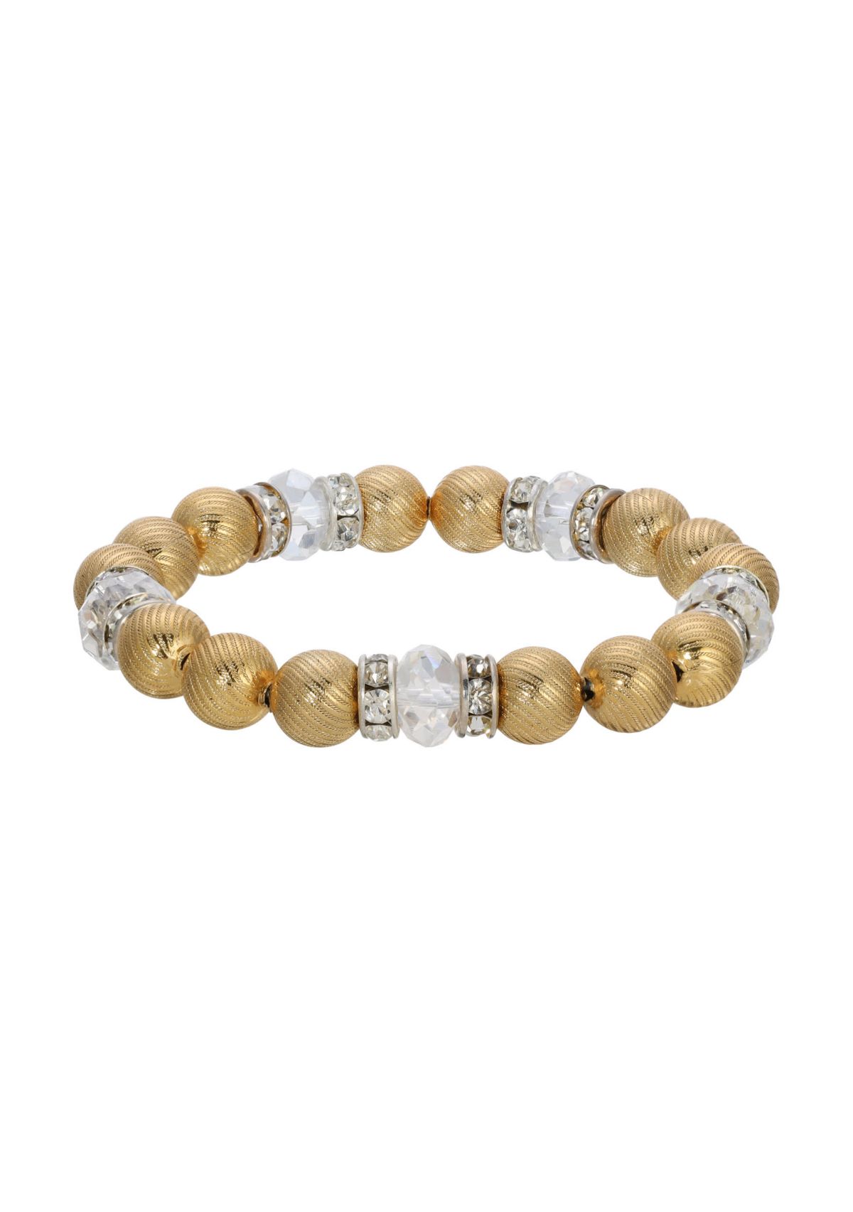 Metal Bead Crystal Stretch Bracelet