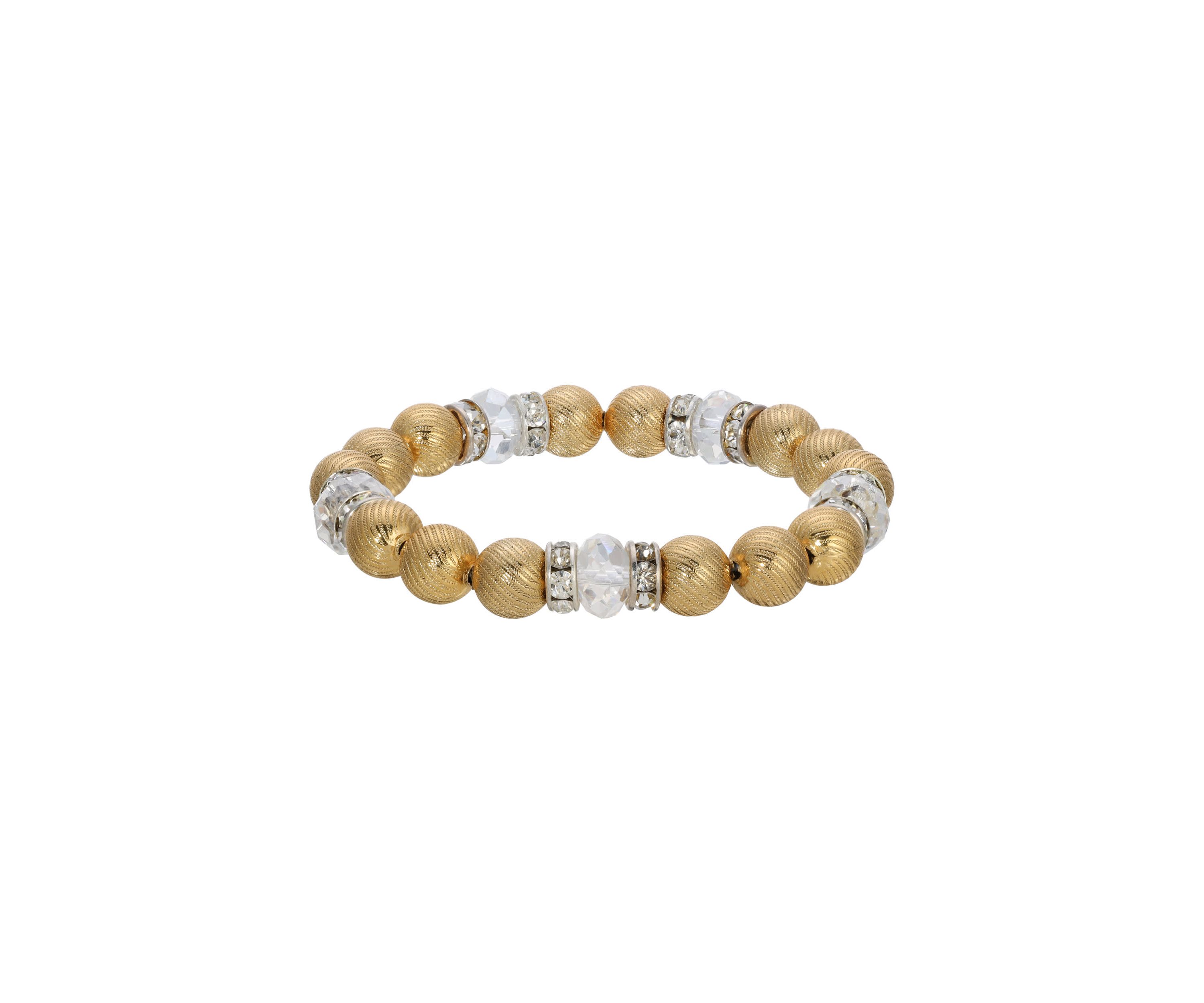 Metal Bead Crystal Stretch Bracelet