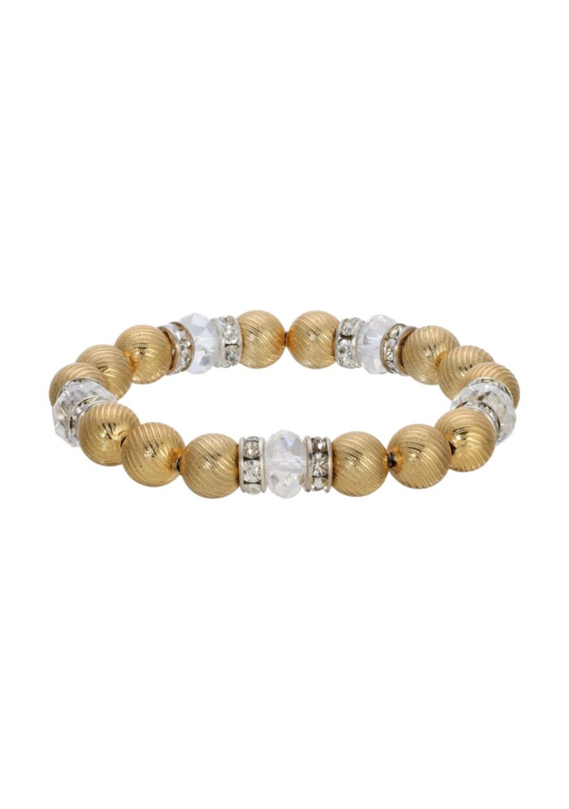Metal Bead Crystal Stretch Bracelet