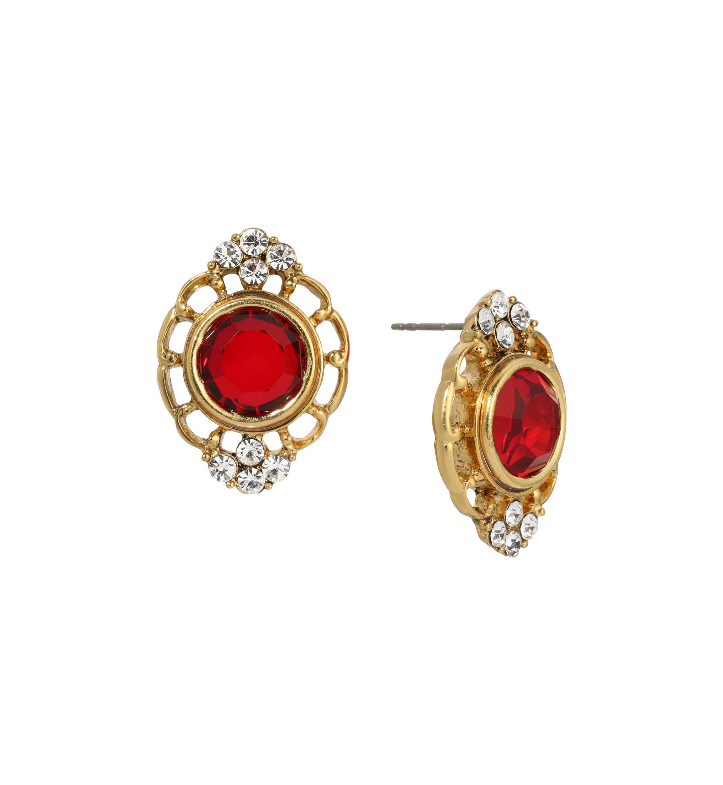 Round Color Glass Button Earrings