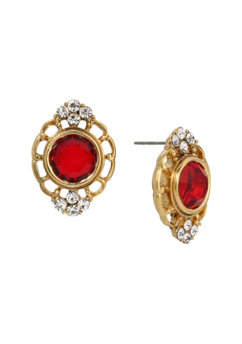 Round Color Glass Button Earrings