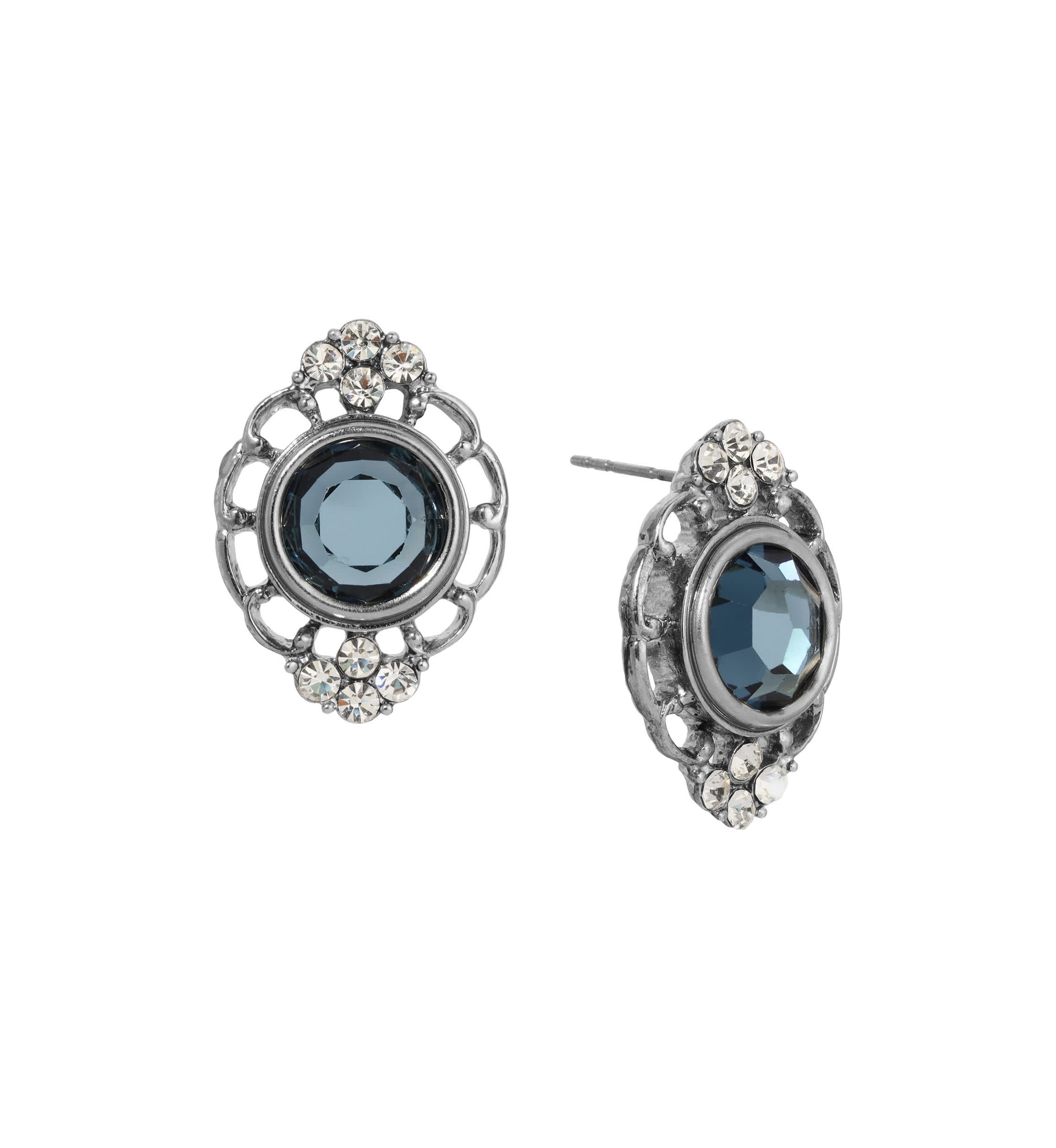 Round Color Glass Button Earrings