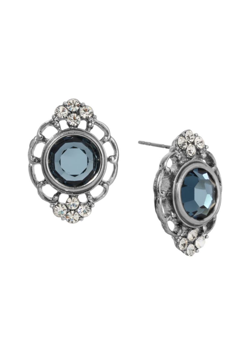 Round Color Glass Button Earrings