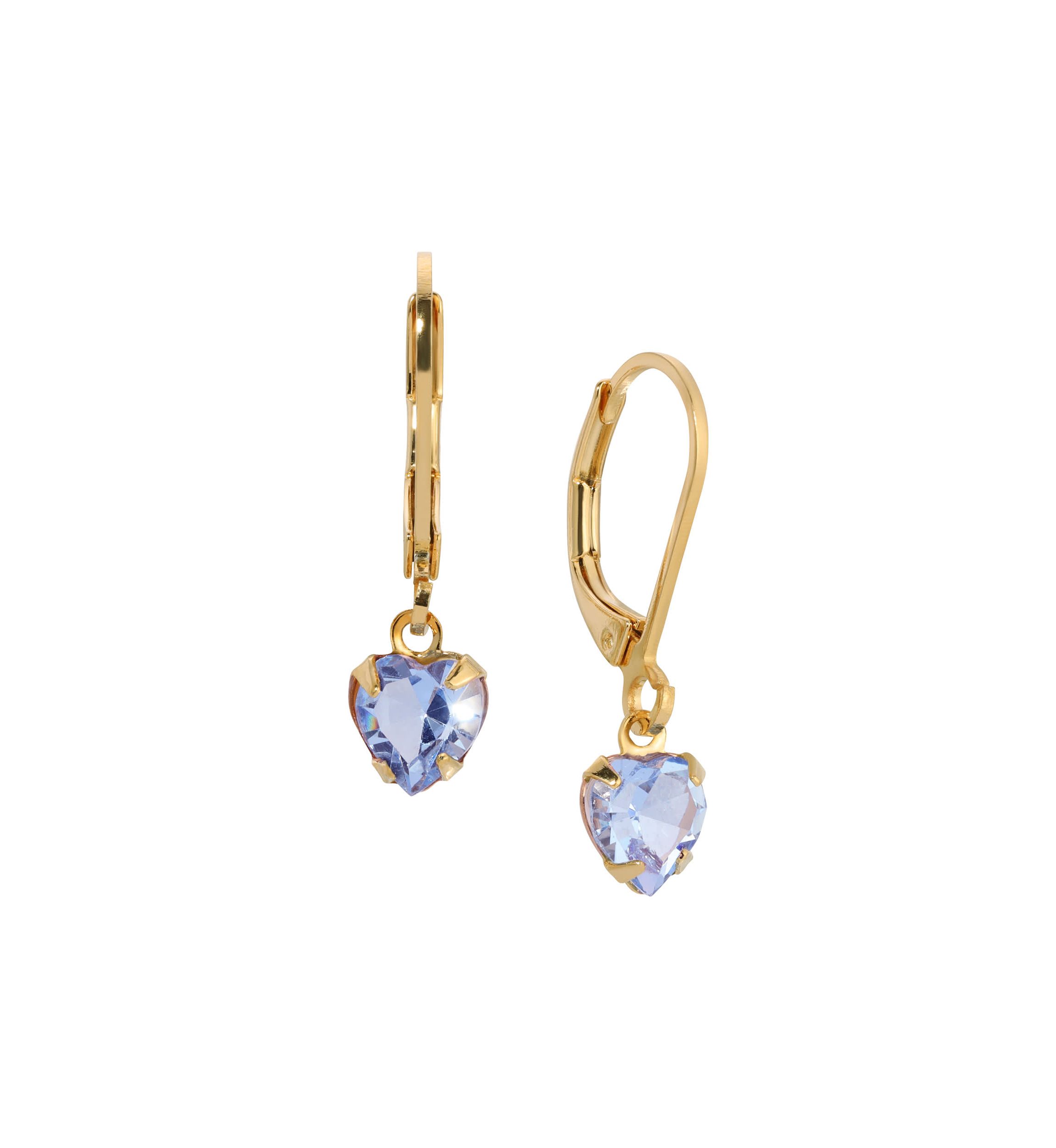 14K Gold Dipped Crystal Heart Earrings