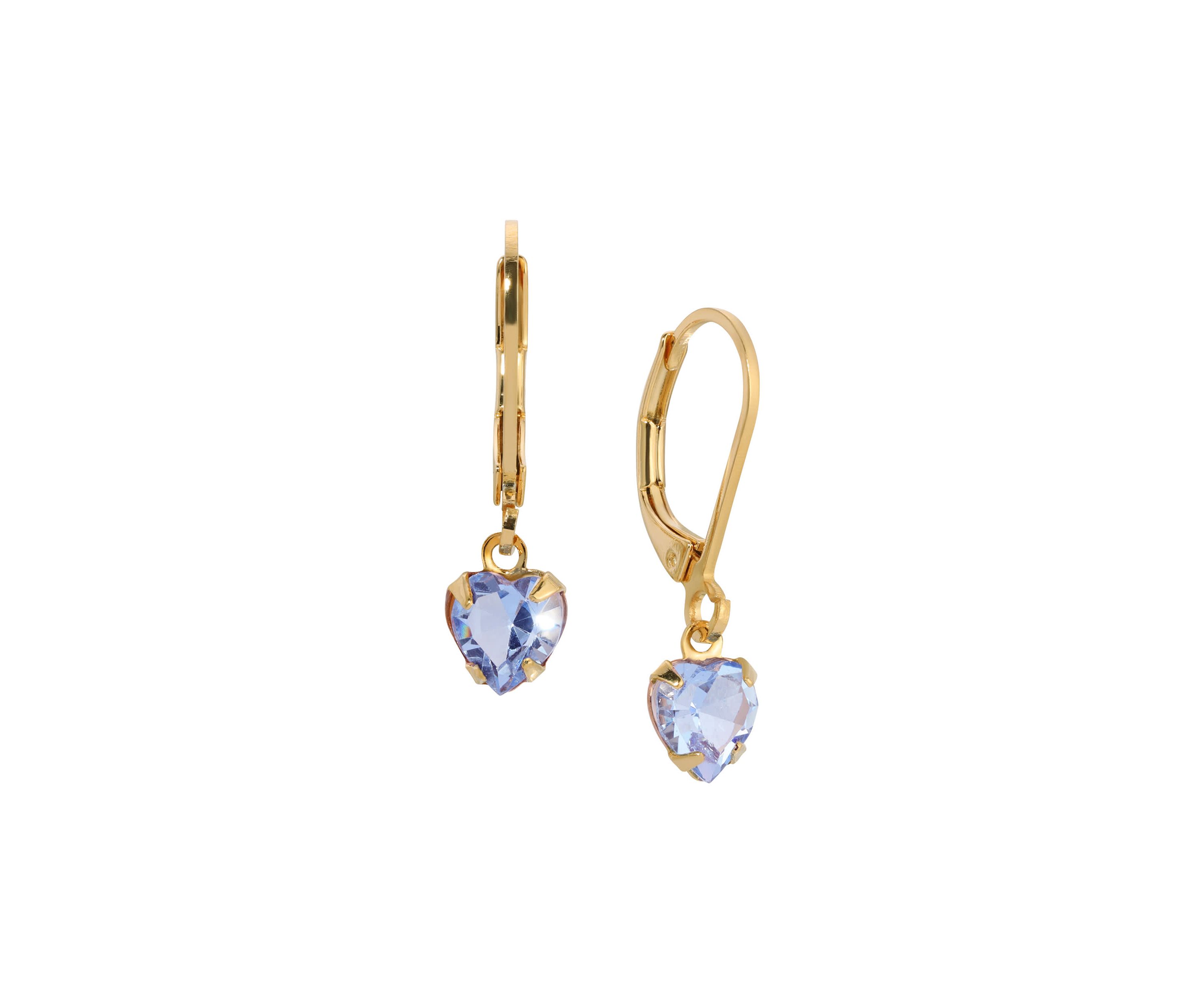 14K Gold Dipped Crystal Heart Earrings