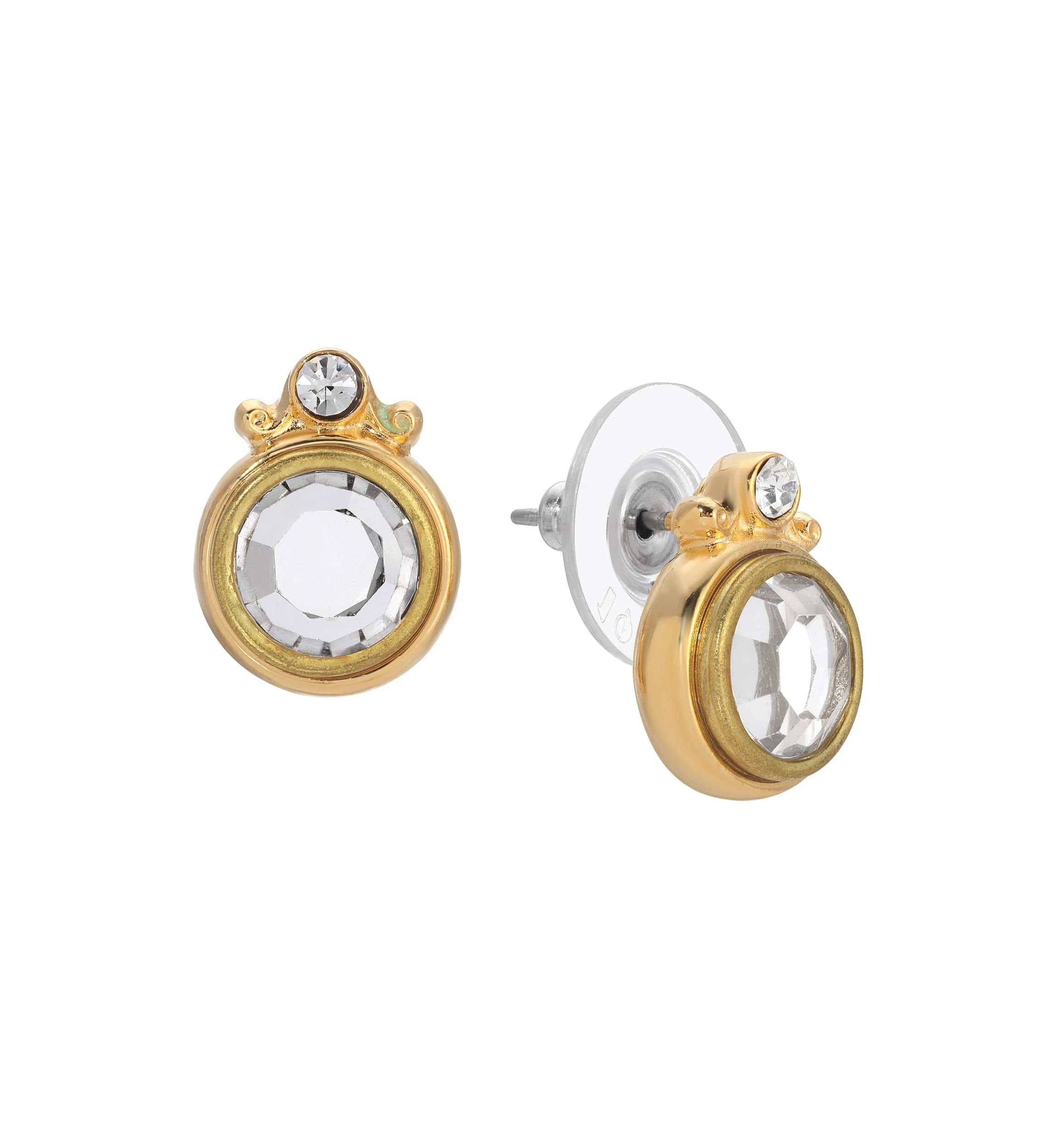 14K Gold Dipped Crystal Stud Earrings