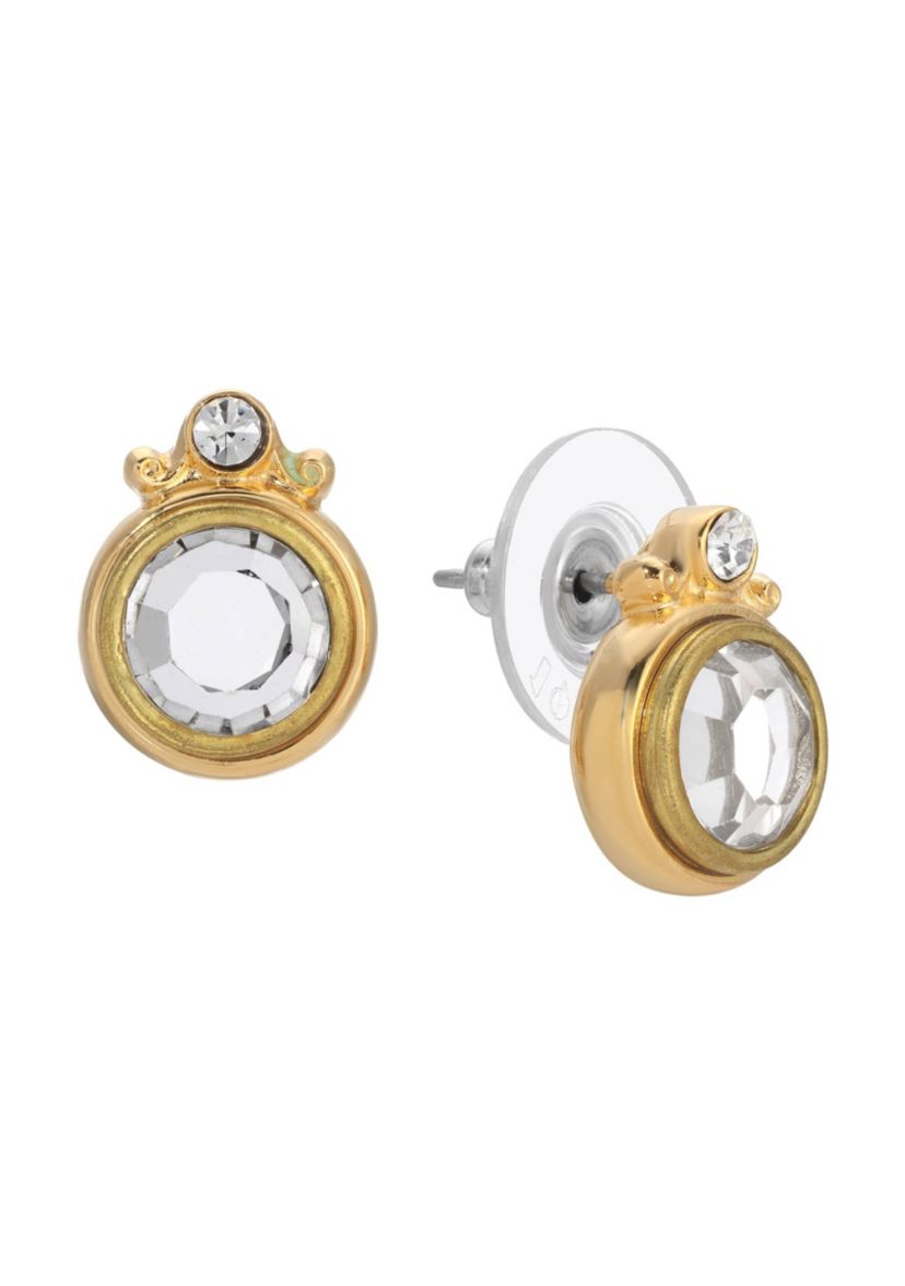 14K Gold Dipped Crystal Stud Earrings