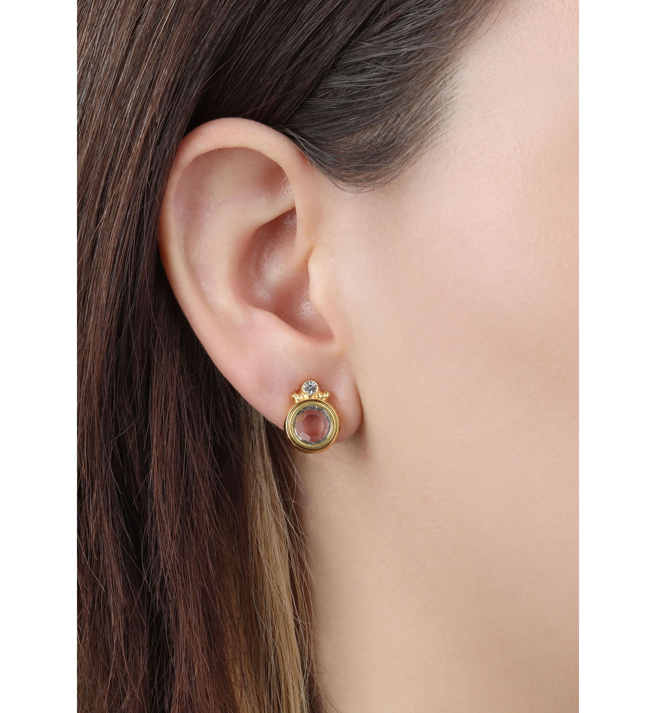 14K Gold Dipped Crystal Stud Earrings