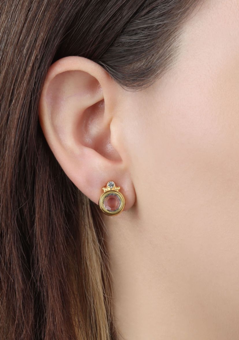 14K Gold Dipped Crystal Stud Earrings