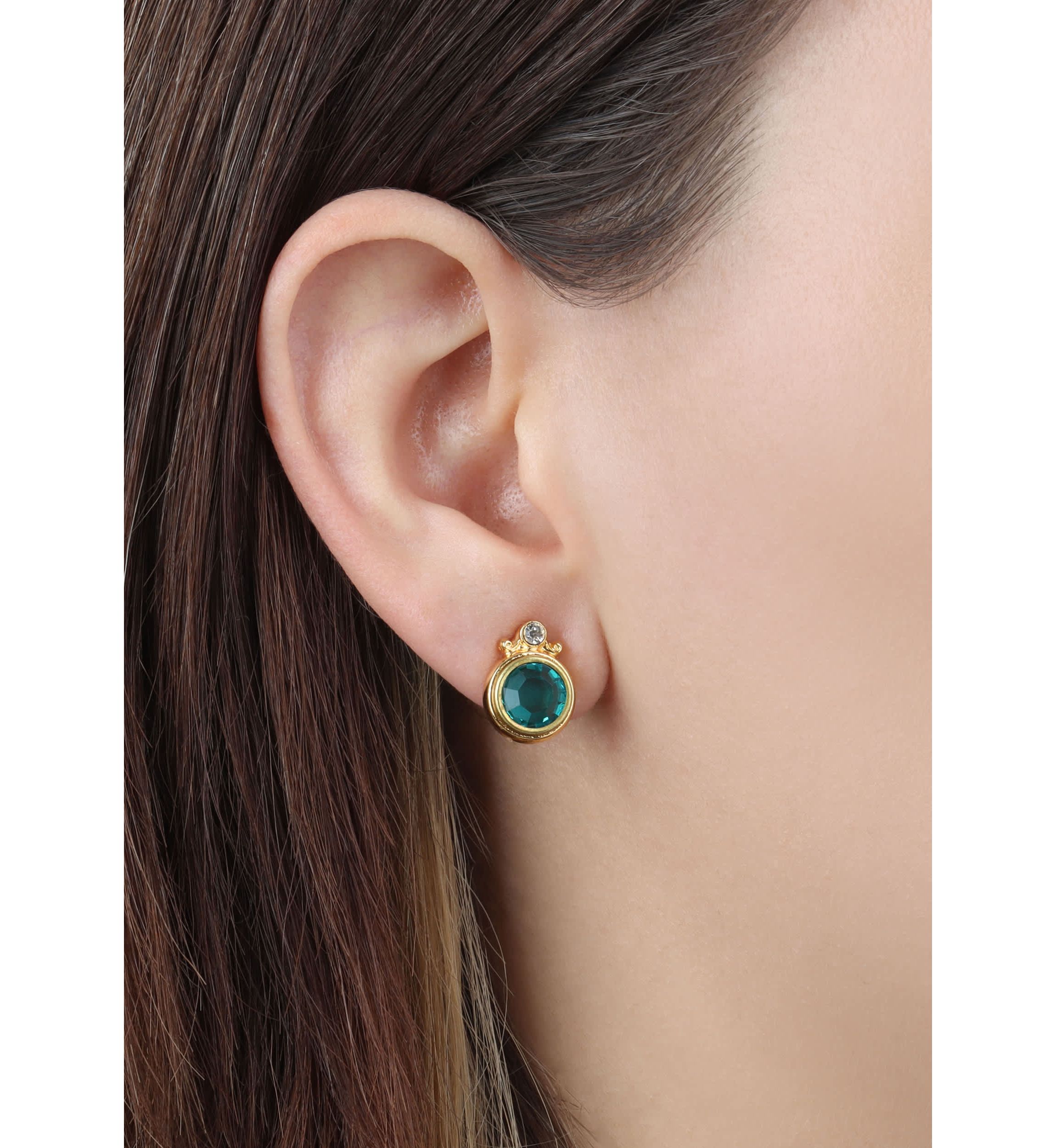 14K Gold Dipped Crystal Stud Earrings