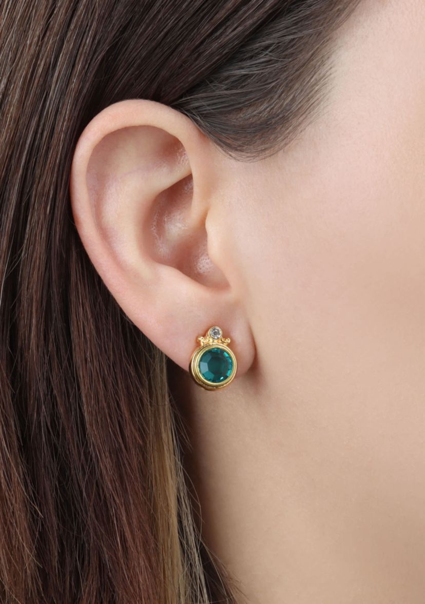 14K Gold Dipped Crystal Stud Earrings