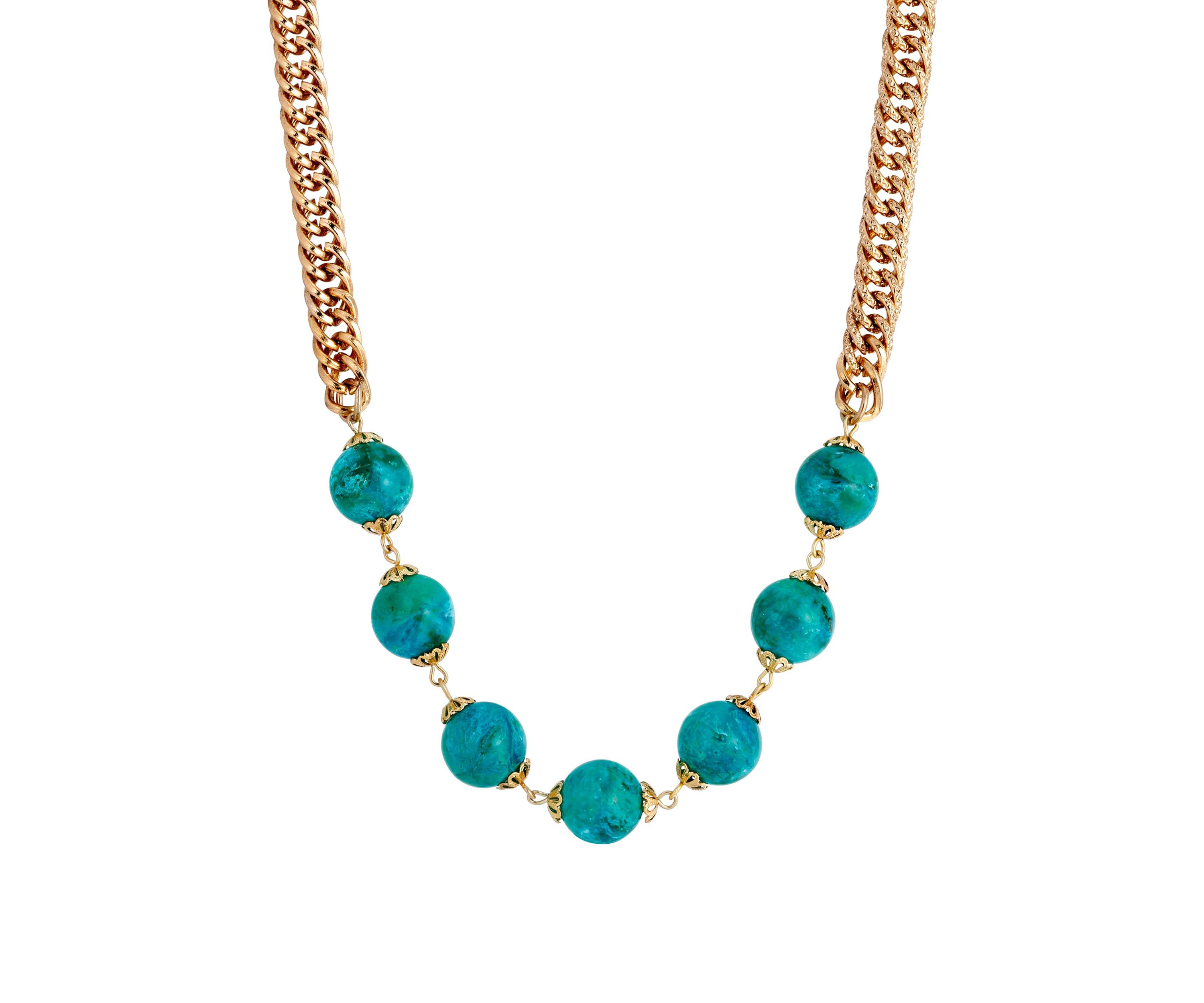 Gold Tone Round Bead Necklace 18"
