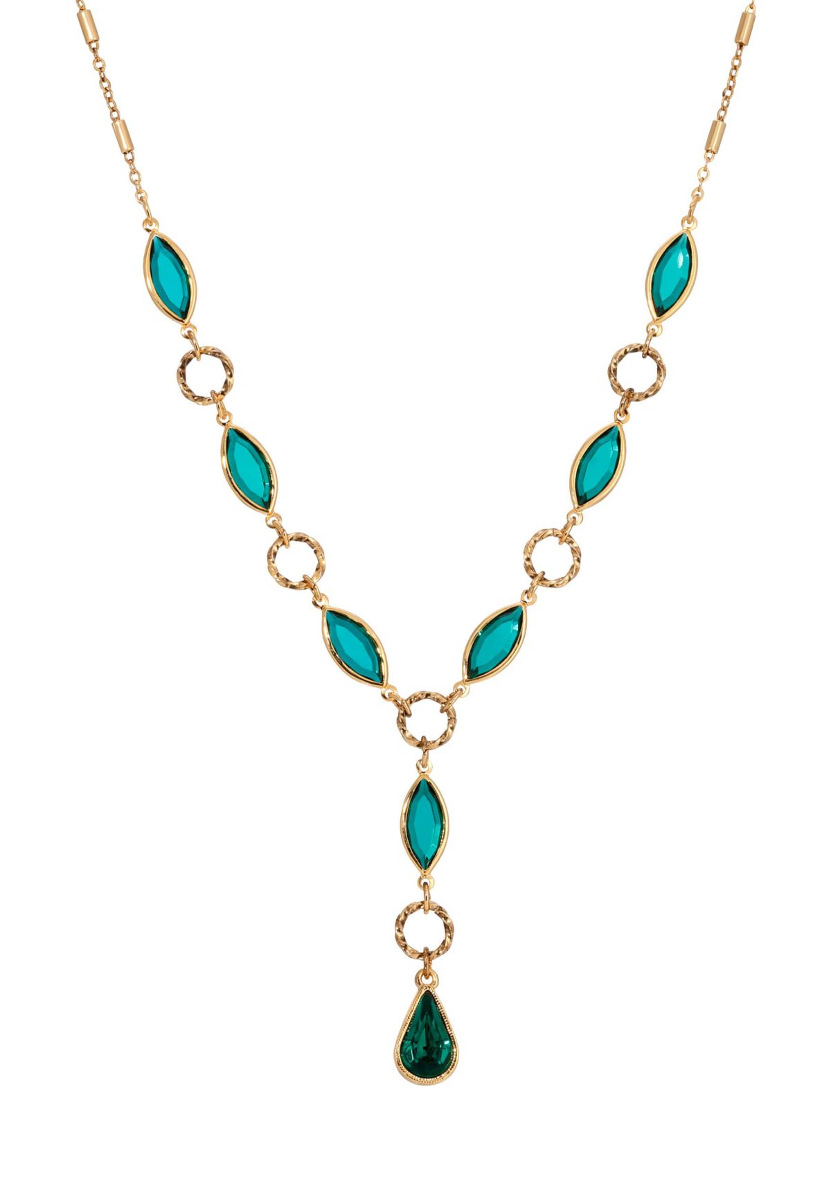 Green Navette Stone Necklace 16" Adj.
