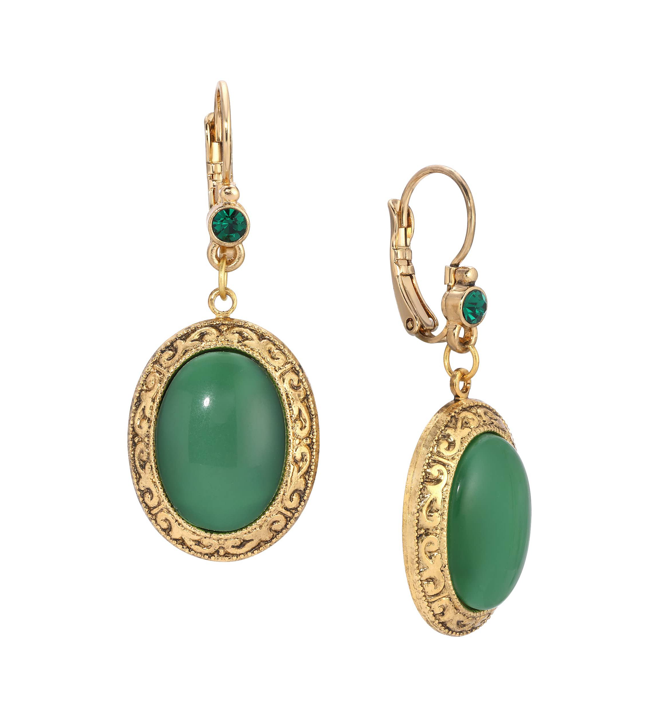 Oval Moonstone Crystal Drop Earrings