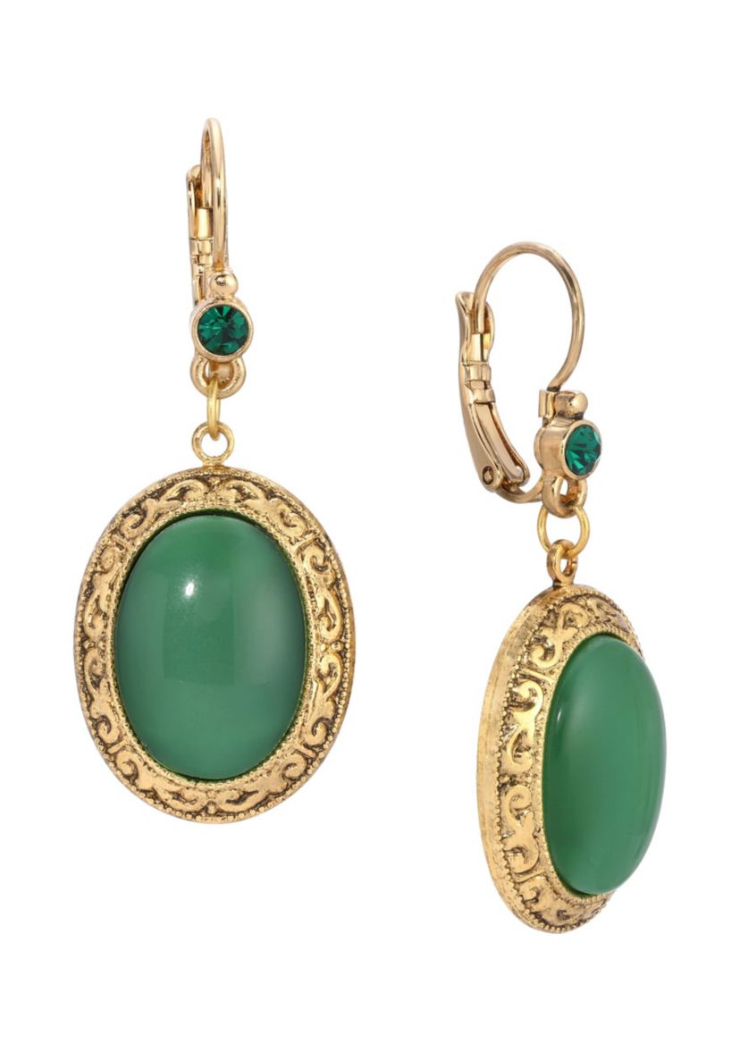 Oval Moonstone Crystal Drop Earrings