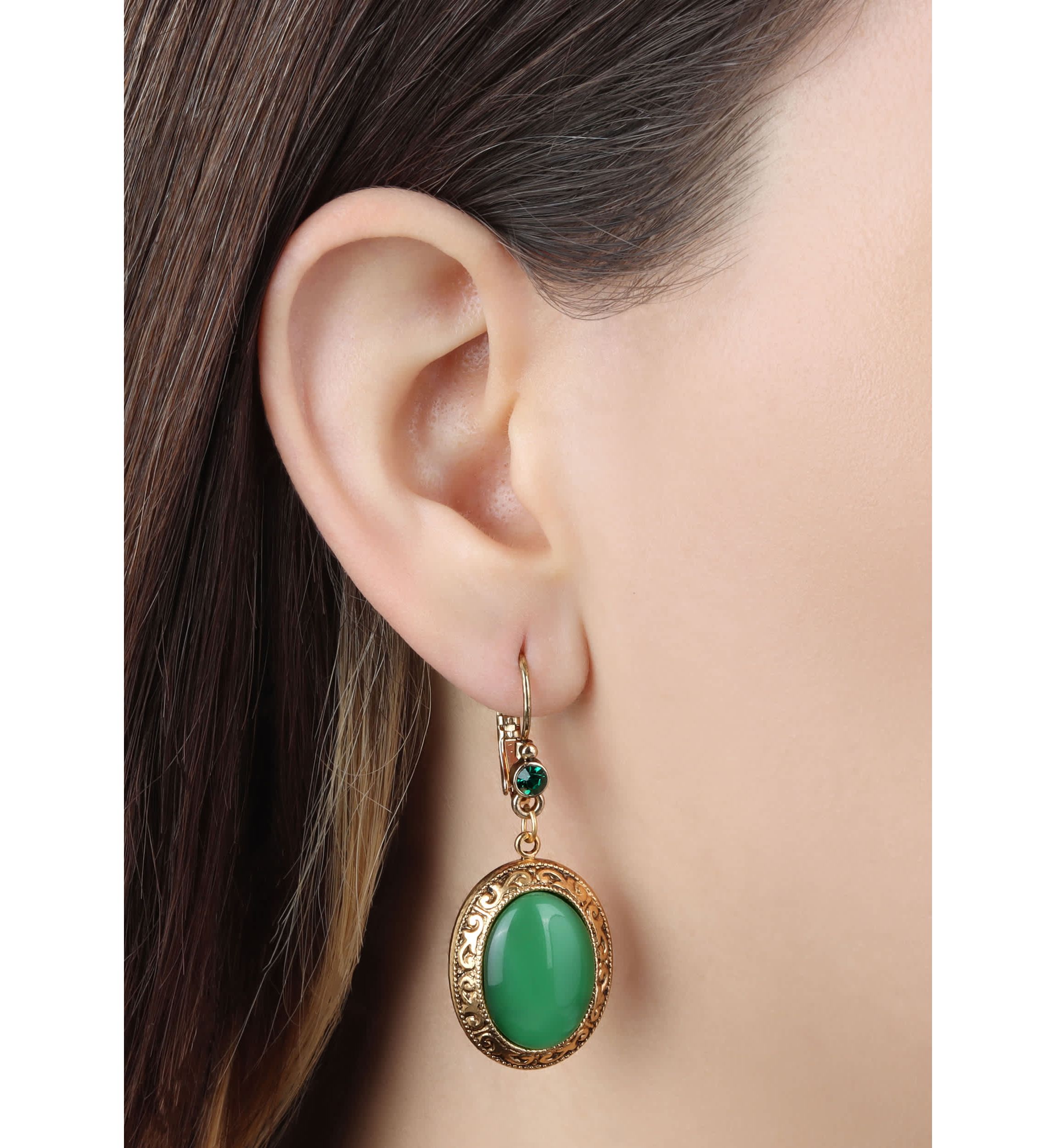 Oval Moonstone Crystal Drop Earrings