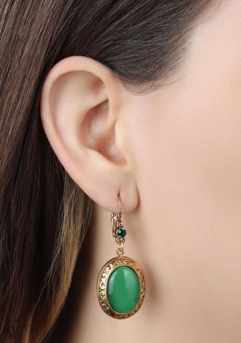 Oval Moonstone Crystal Drop Earrings