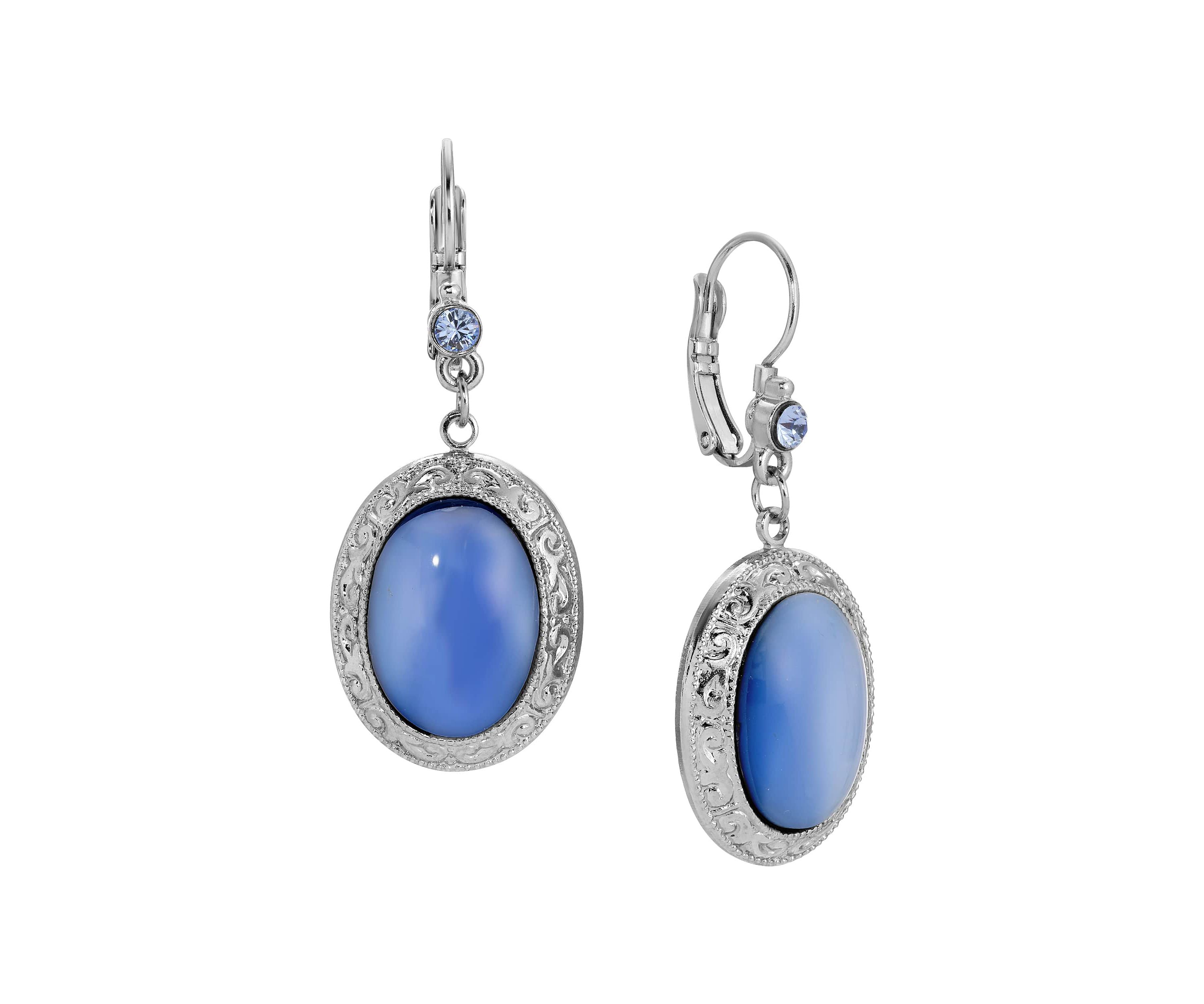 Oval Moonstone Crystal Drop Earrings