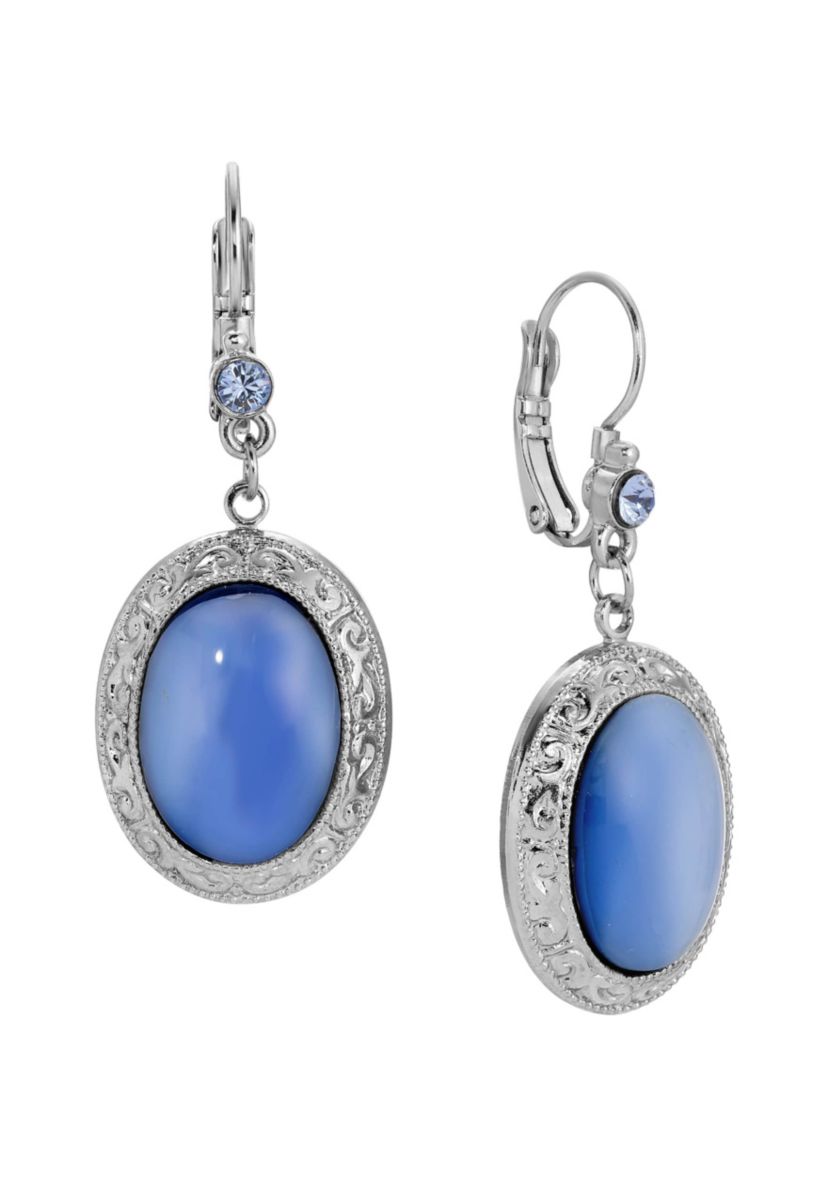 Oval Moonstone Crystal Drop Earrings