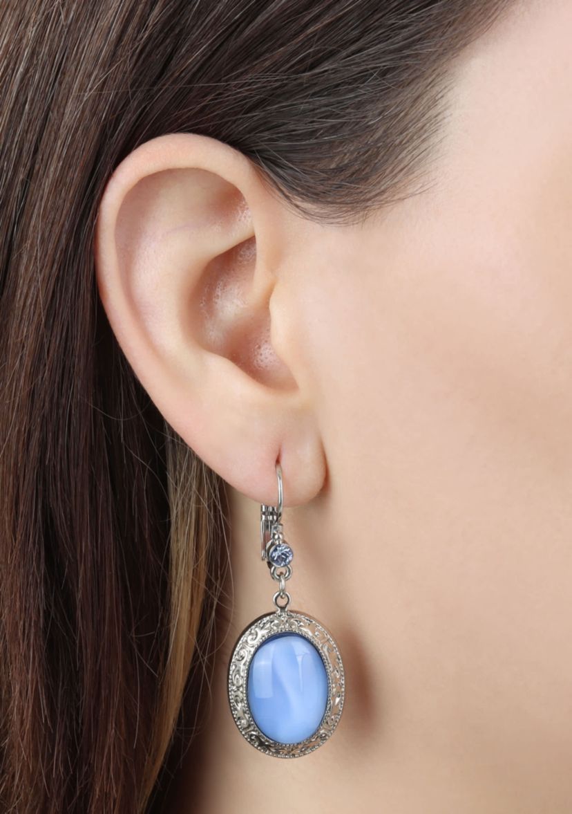 Oval Moonstone Crystal Drop Earrings