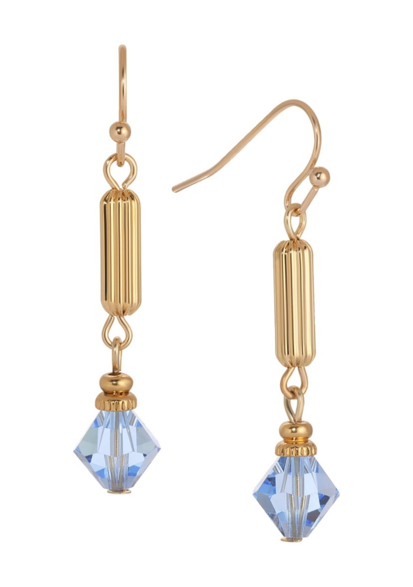 Gold-tone Tube Bead Crystal Earrings