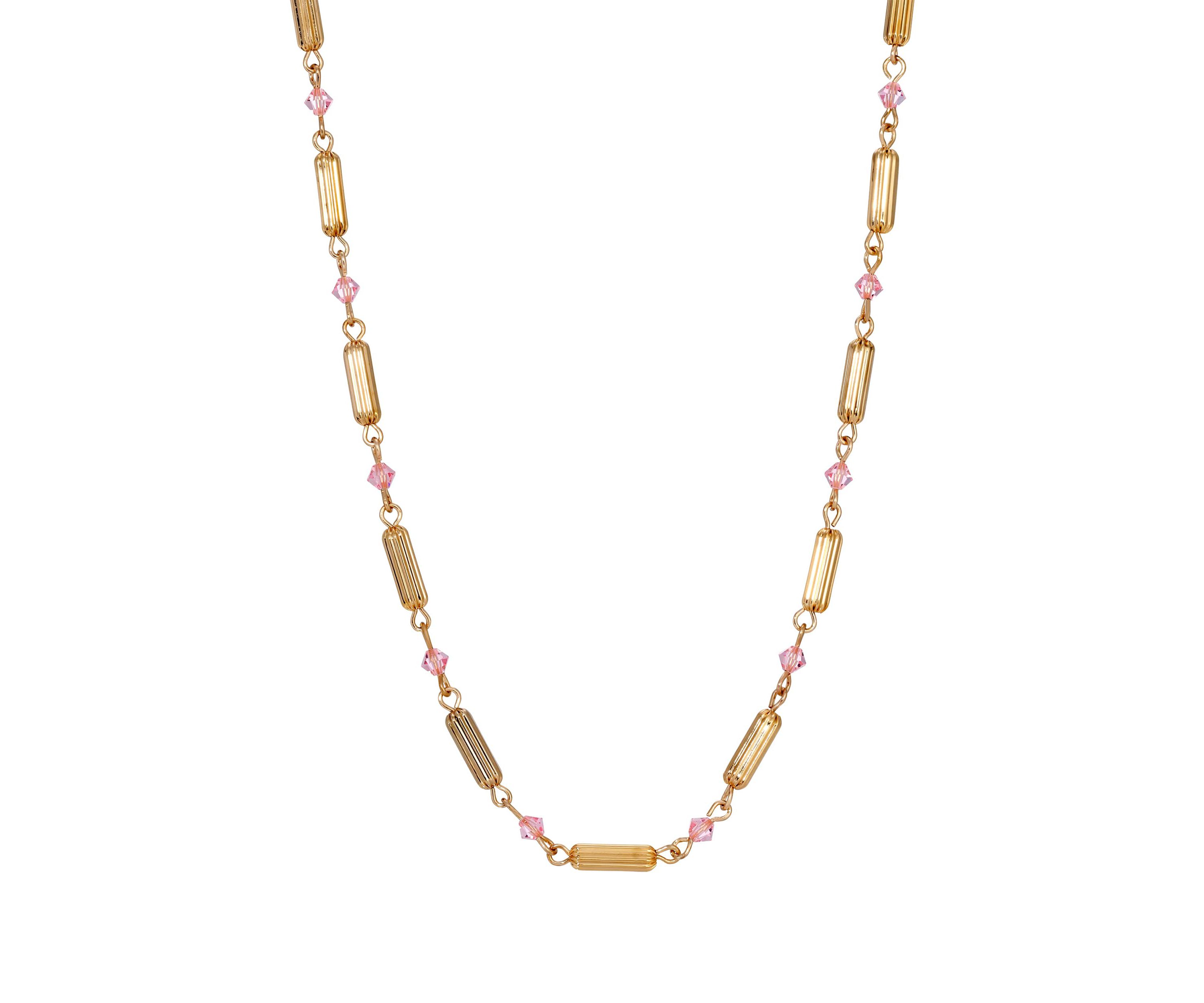 Gold-tone Bead Crystal Necklace 15" Adj.